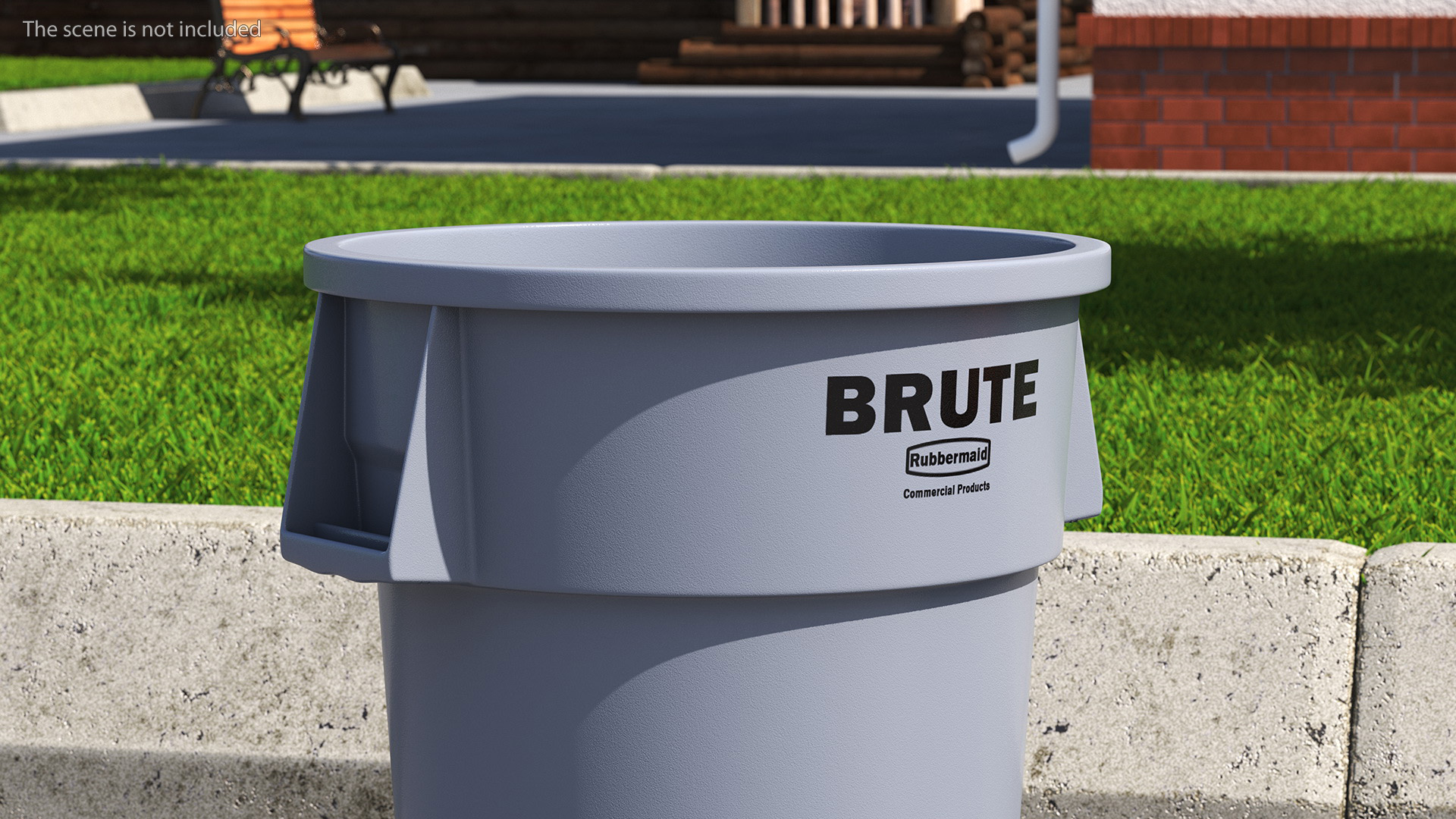 Brute Round Commercial Trash Can Grey 3D