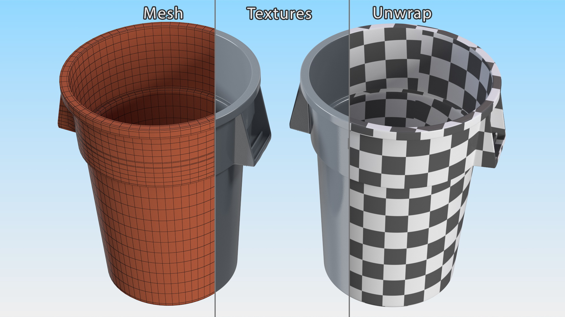 Brute Round Commercial Trash Can Grey 3D