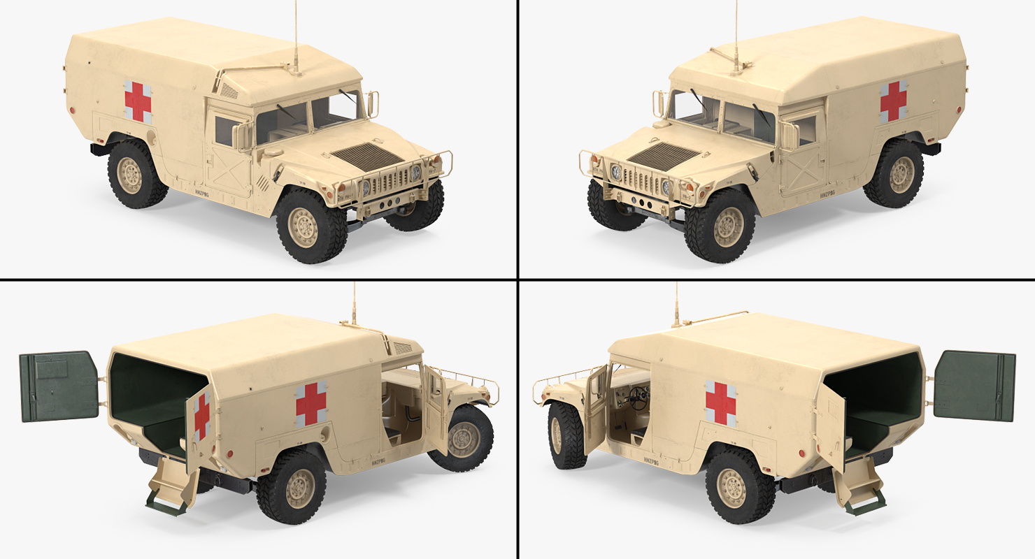3D Ambulance Car HMMWV m996 Desert