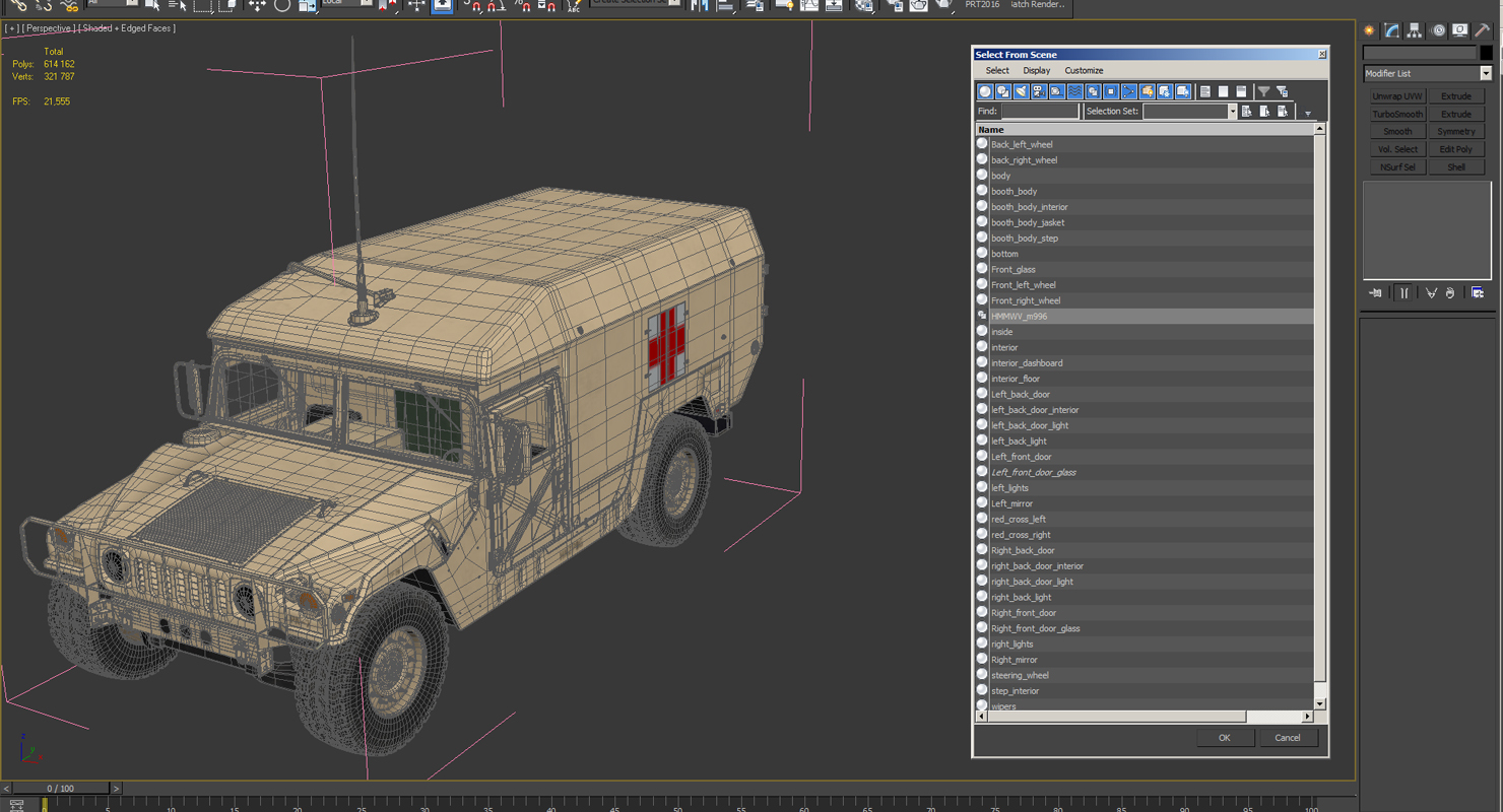 3D Ambulance Car HMMWV m996 Desert