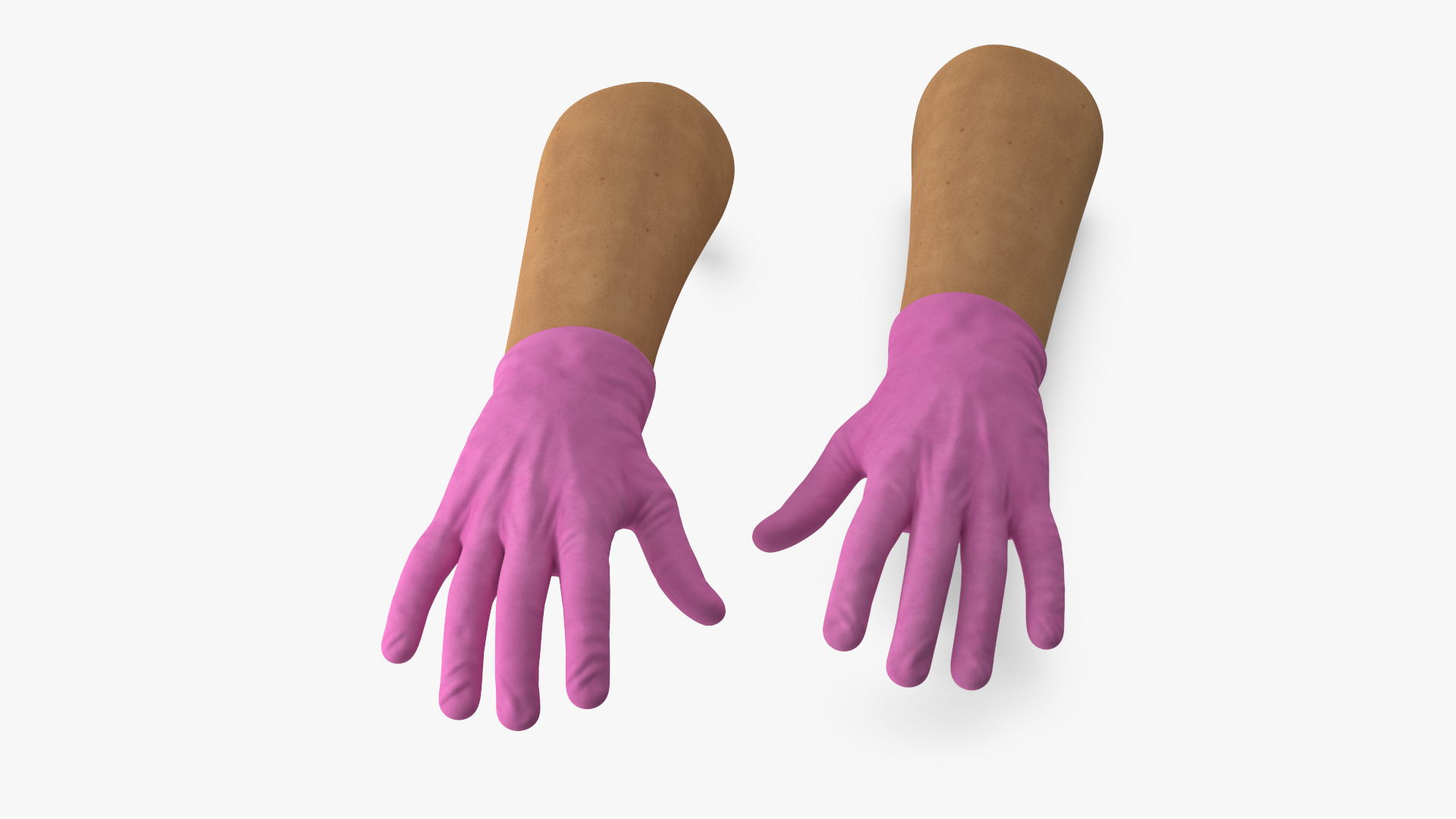 3D model Medical Gloves on Hands Pink Rigged