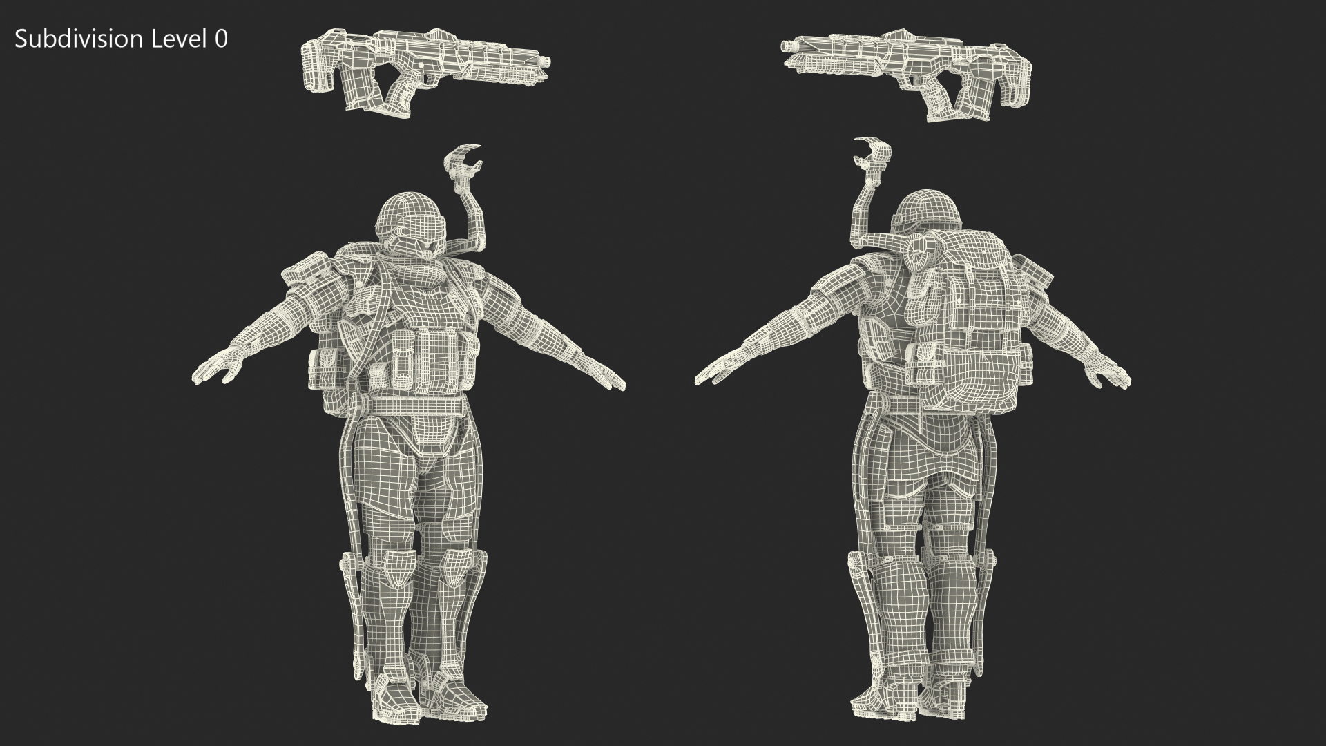 3D Exoskeleton Future Soldier A-pose model