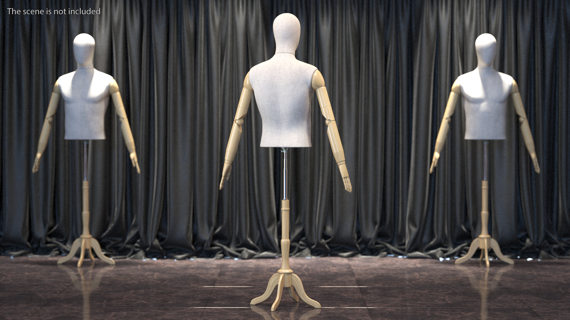 3D Male Flexible Half Body Mannequin Torso with Wooden Base