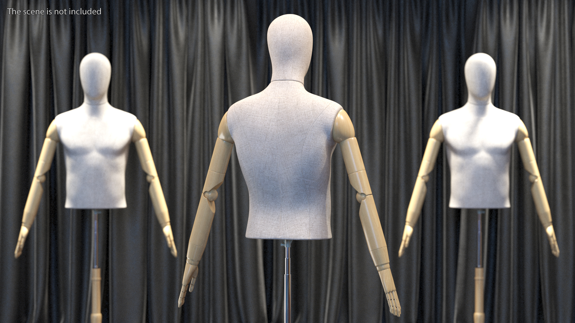 3D Male Flexible Half Body Mannequin Torso with Wooden Base