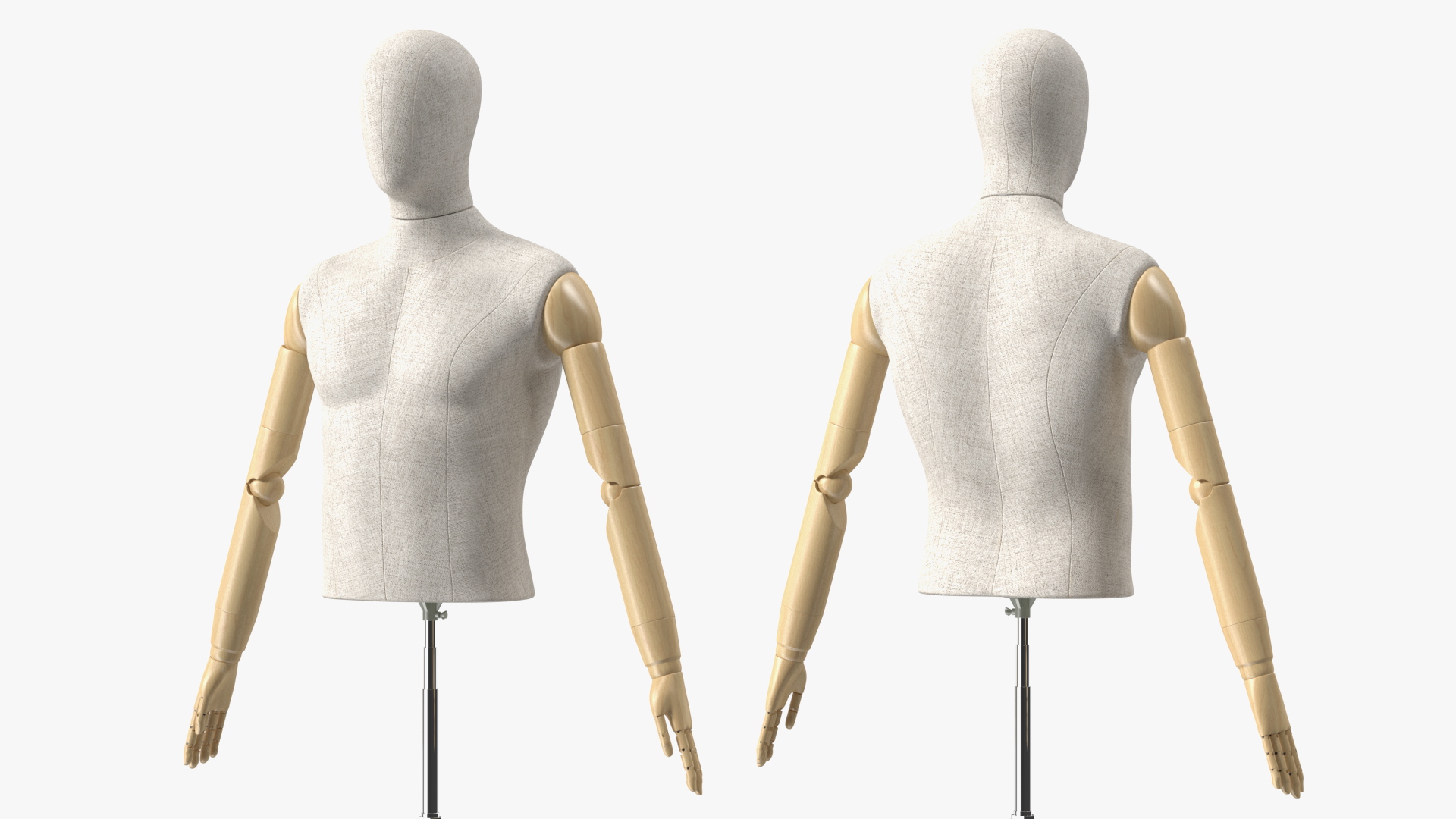3D Male Flexible Half Body Mannequin Torso with Wooden Base
