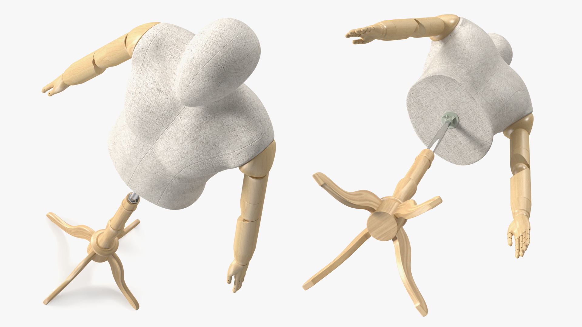 3D Male Flexible Half Body Mannequin Torso with Wooden Base