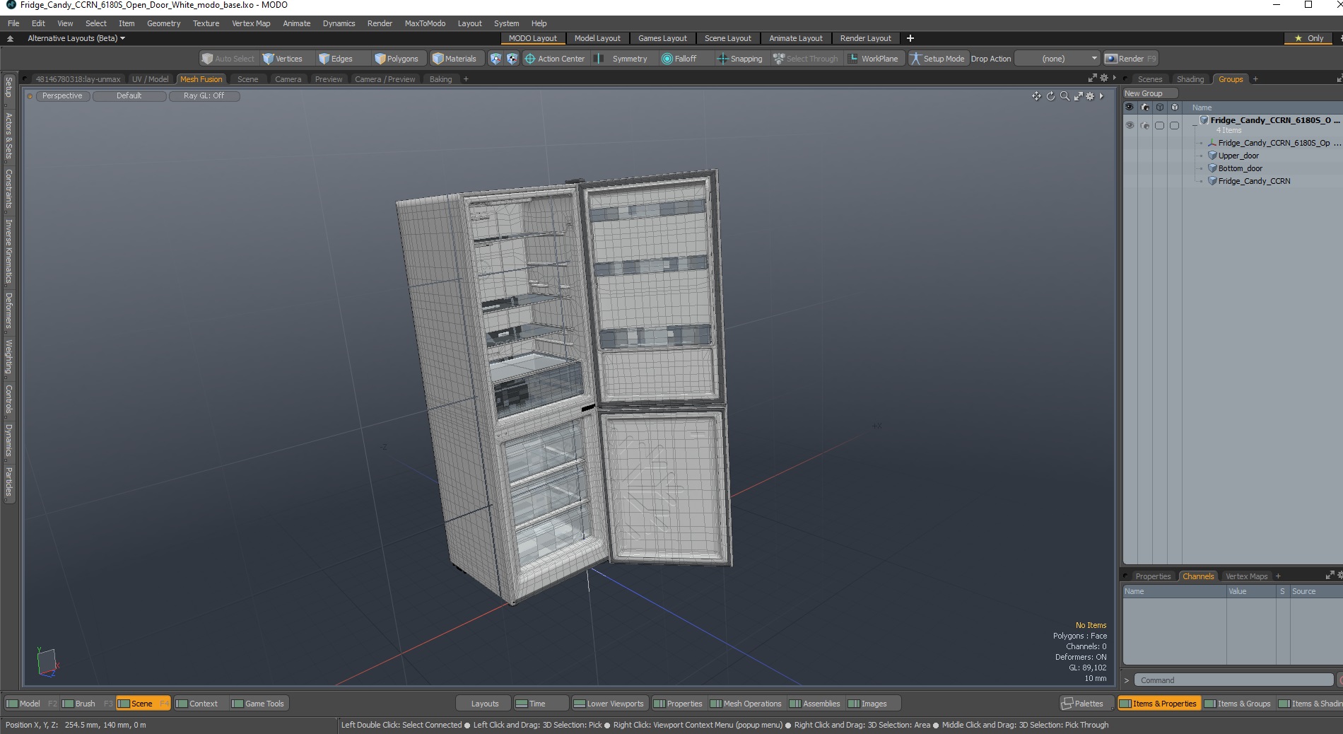 Fridge Candy CCRN 6180S Open Door White 3D model