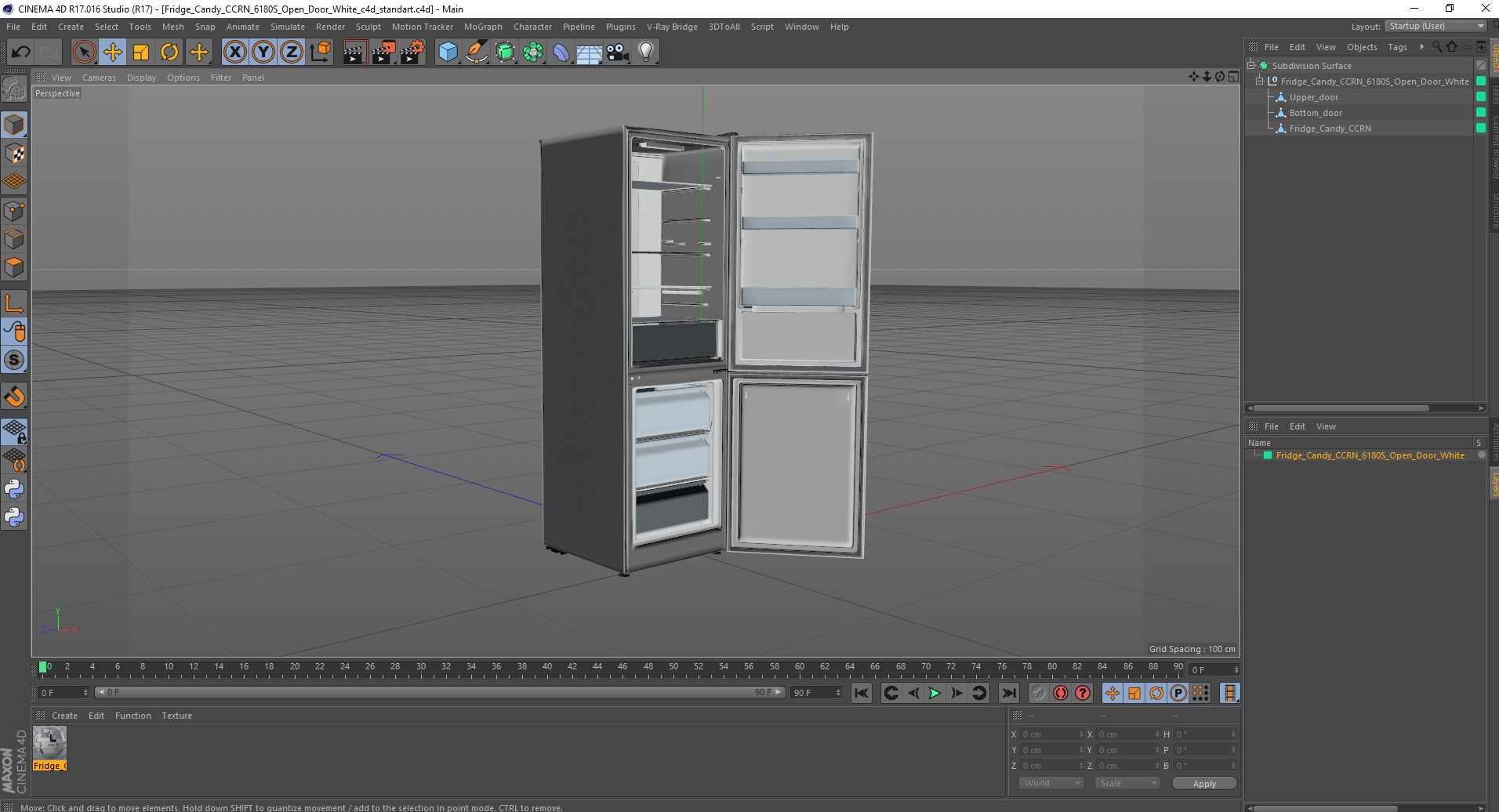 Fridge Candy CCRN 6180S Open Door White 3D model
