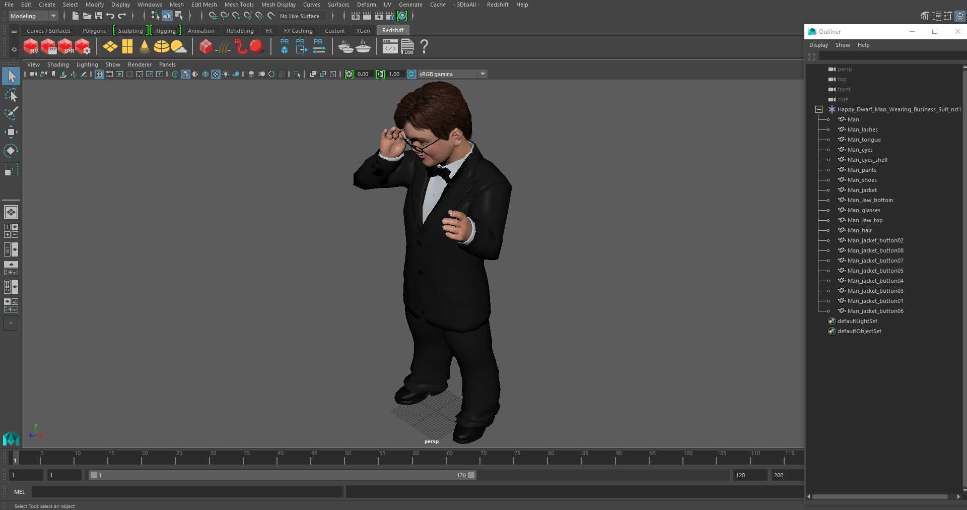 Happy Dwarf Man Wearing Business Suit 3D