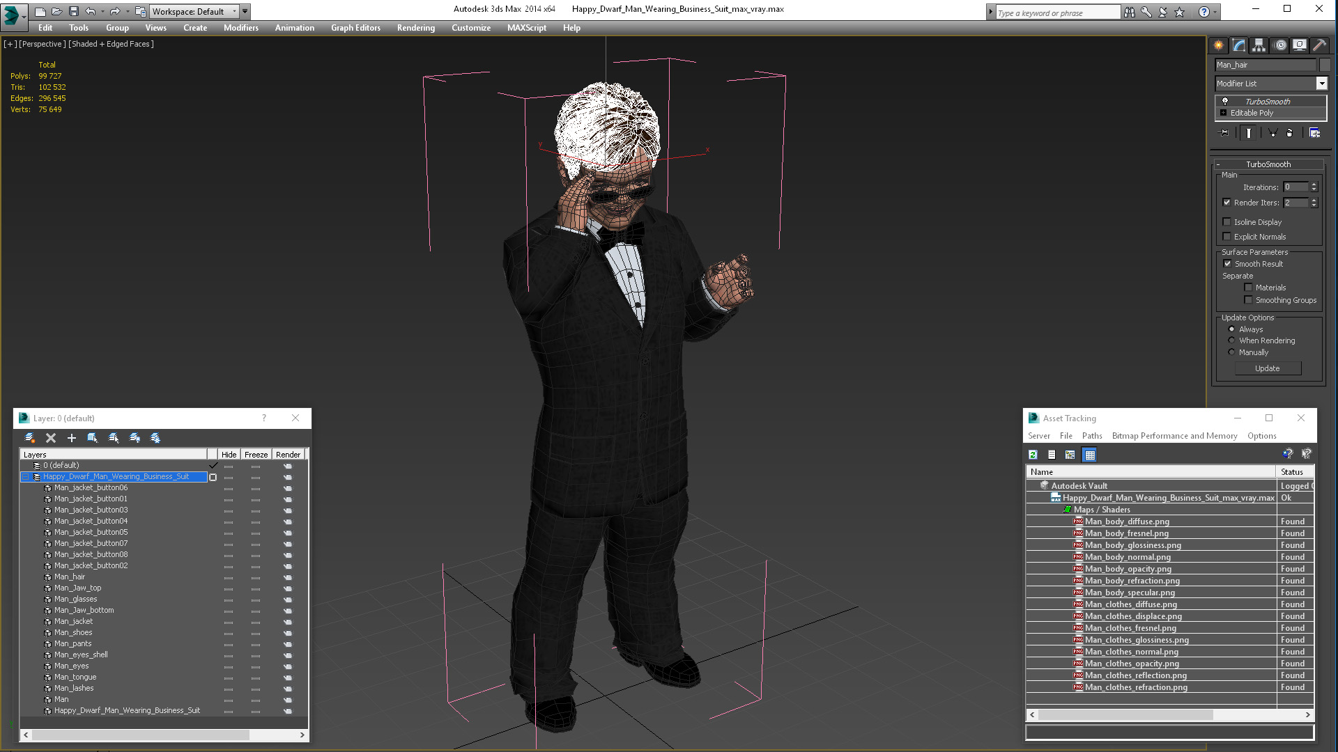Happy Dwarf Man Wearing Business Suit 3D