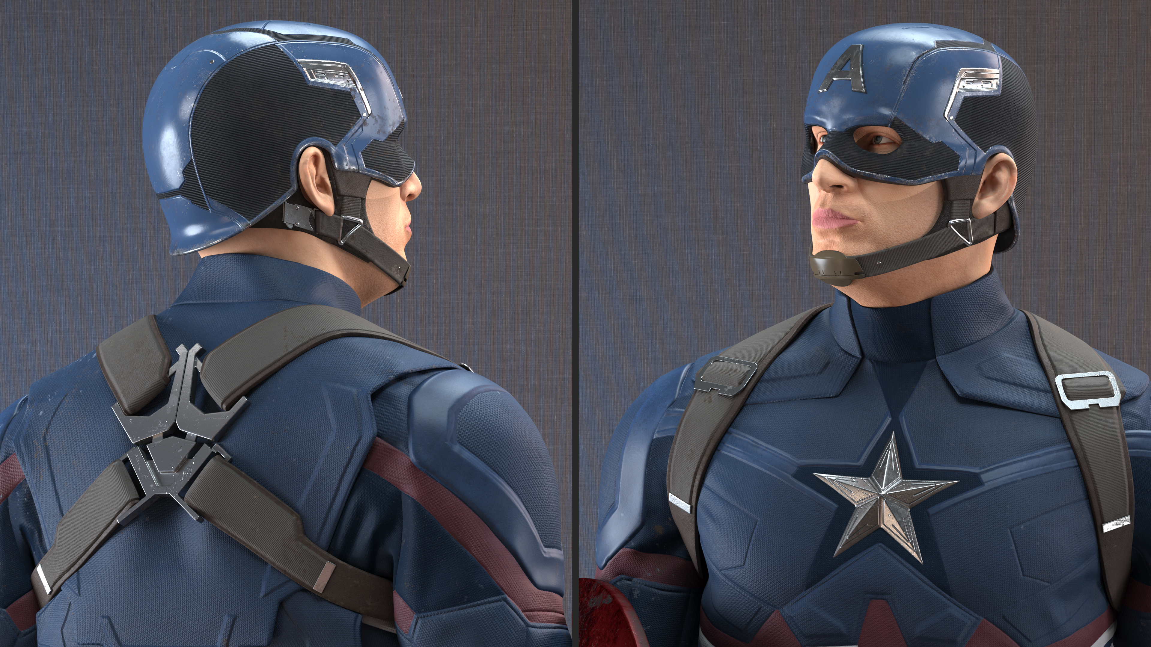 Captain America Standing in Worn Suit, view 6