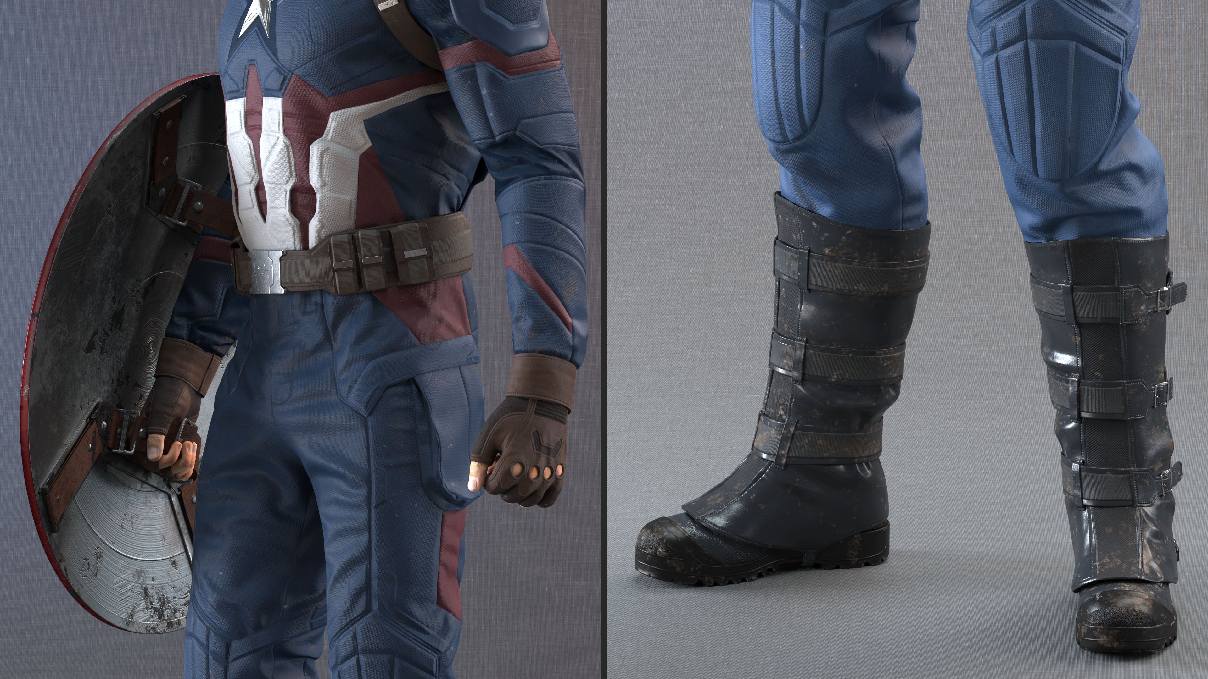 Captain America Standing in Worn Suit, view 12