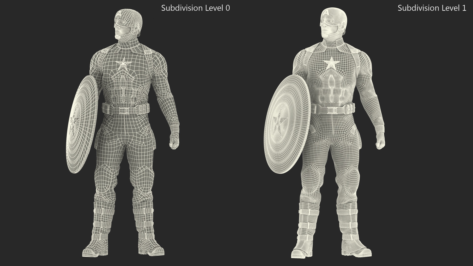 Captain America Standing in Worn Suit 3D