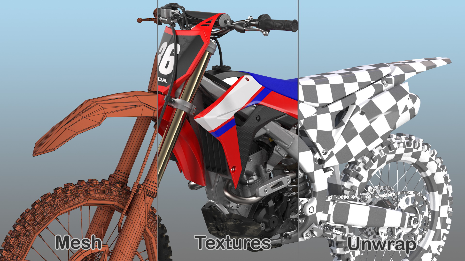 3D model Motocross Bike Honda CRF250R 2018 Rigged