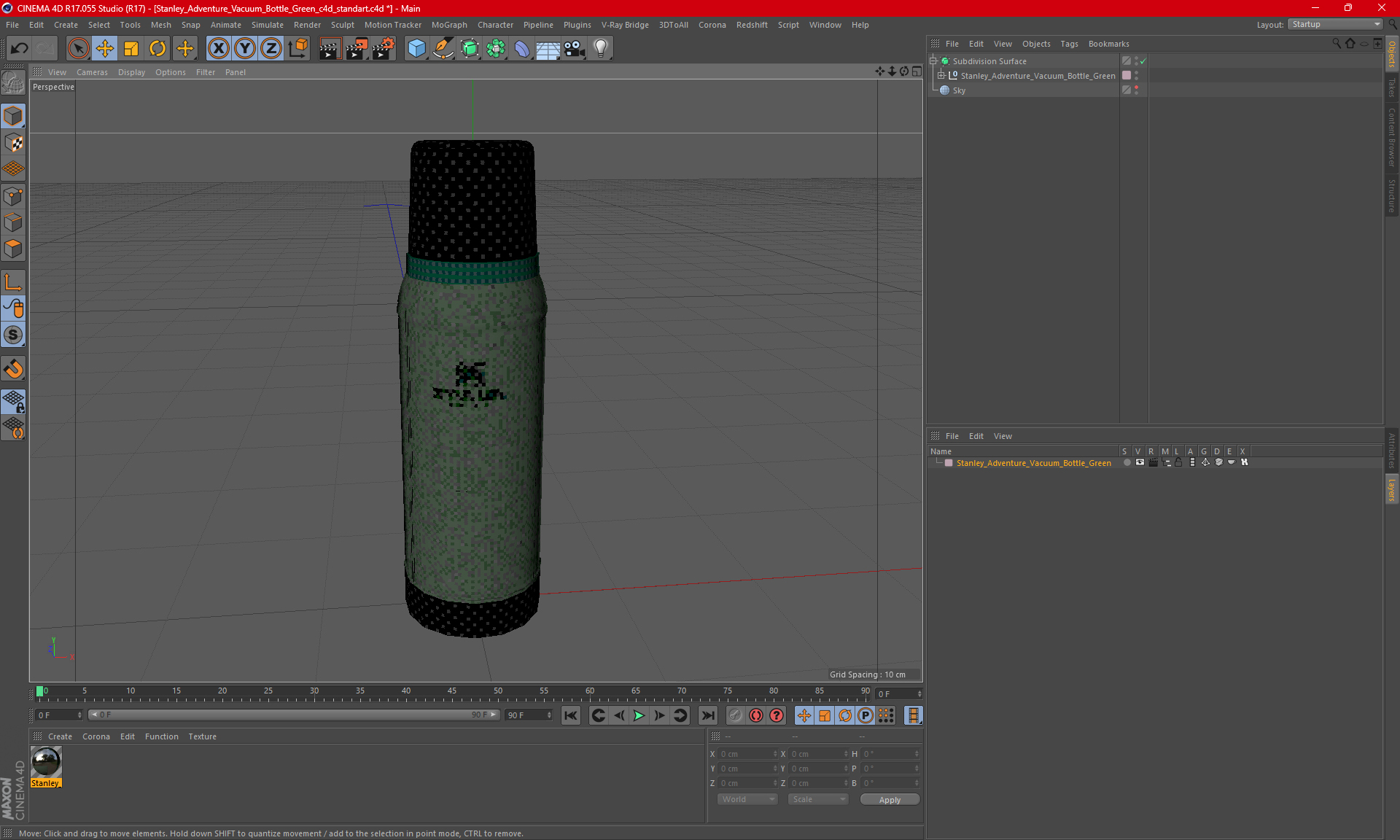 Stanley Adventure Vacuum Bottle Green 3D