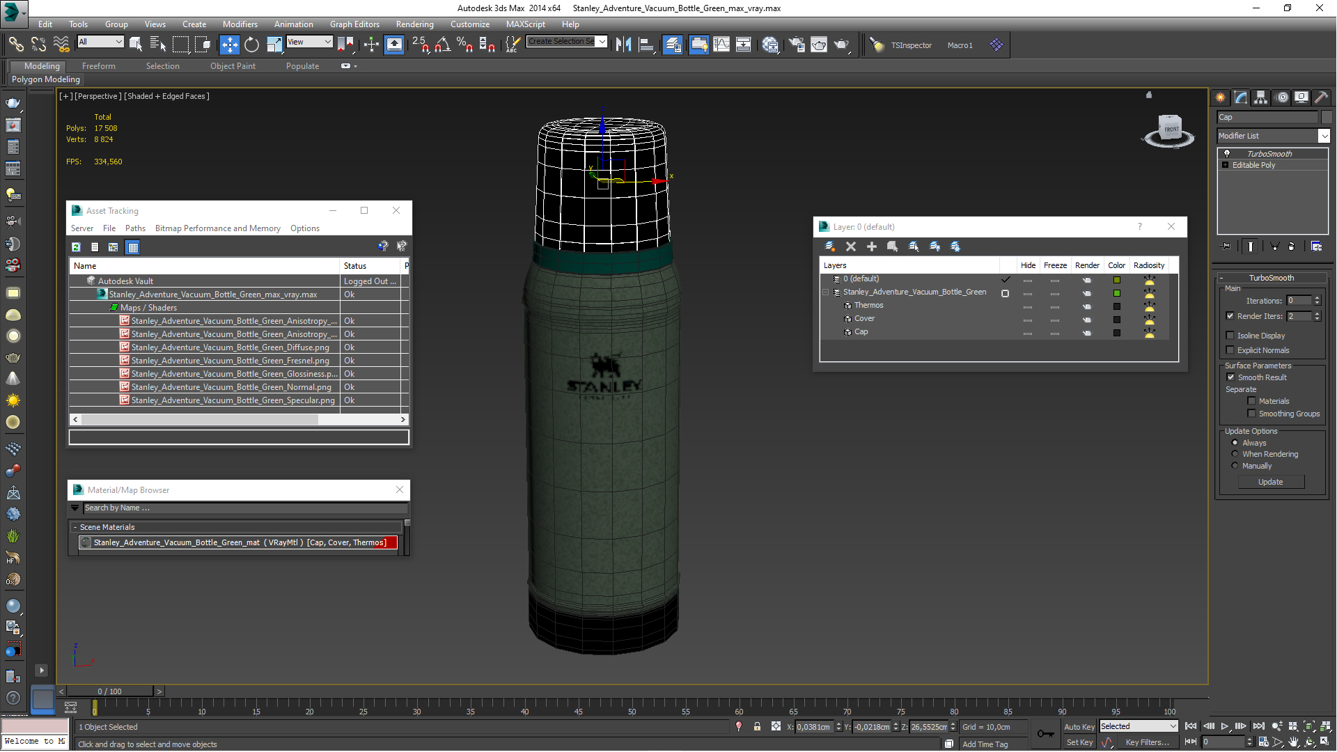 Stanley Adventure Vacuum Bottle Green 3D