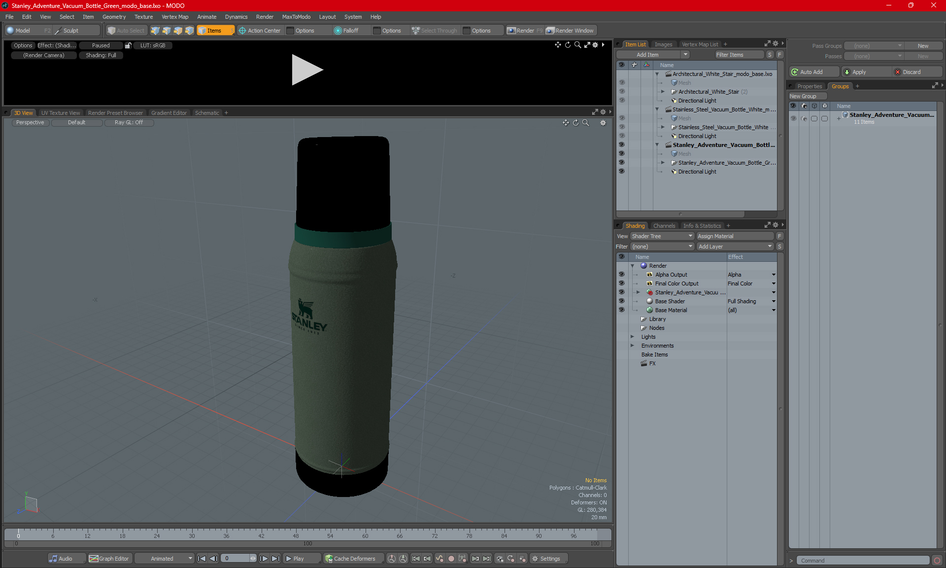 Stanley Adventure Vacuum Bottle Green 3D