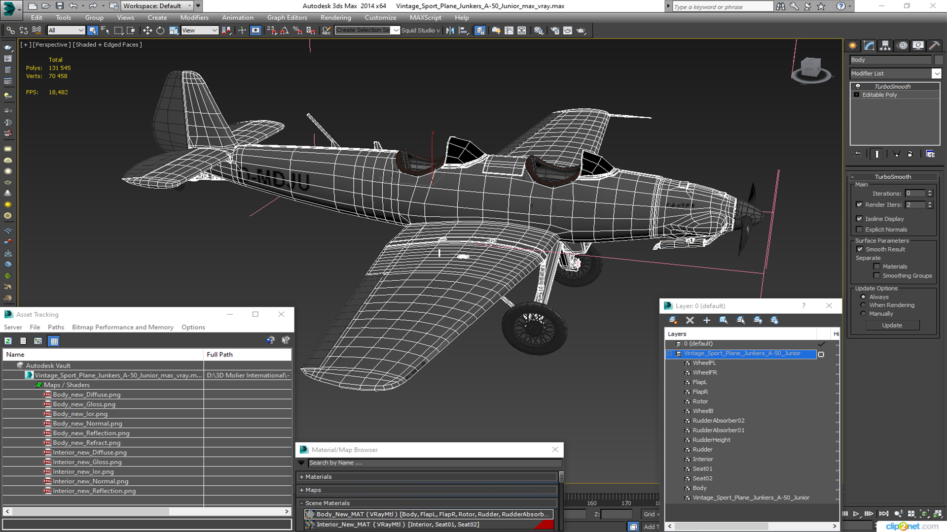 Vintage Sport Plane Junkers A-50 Junior 3D model