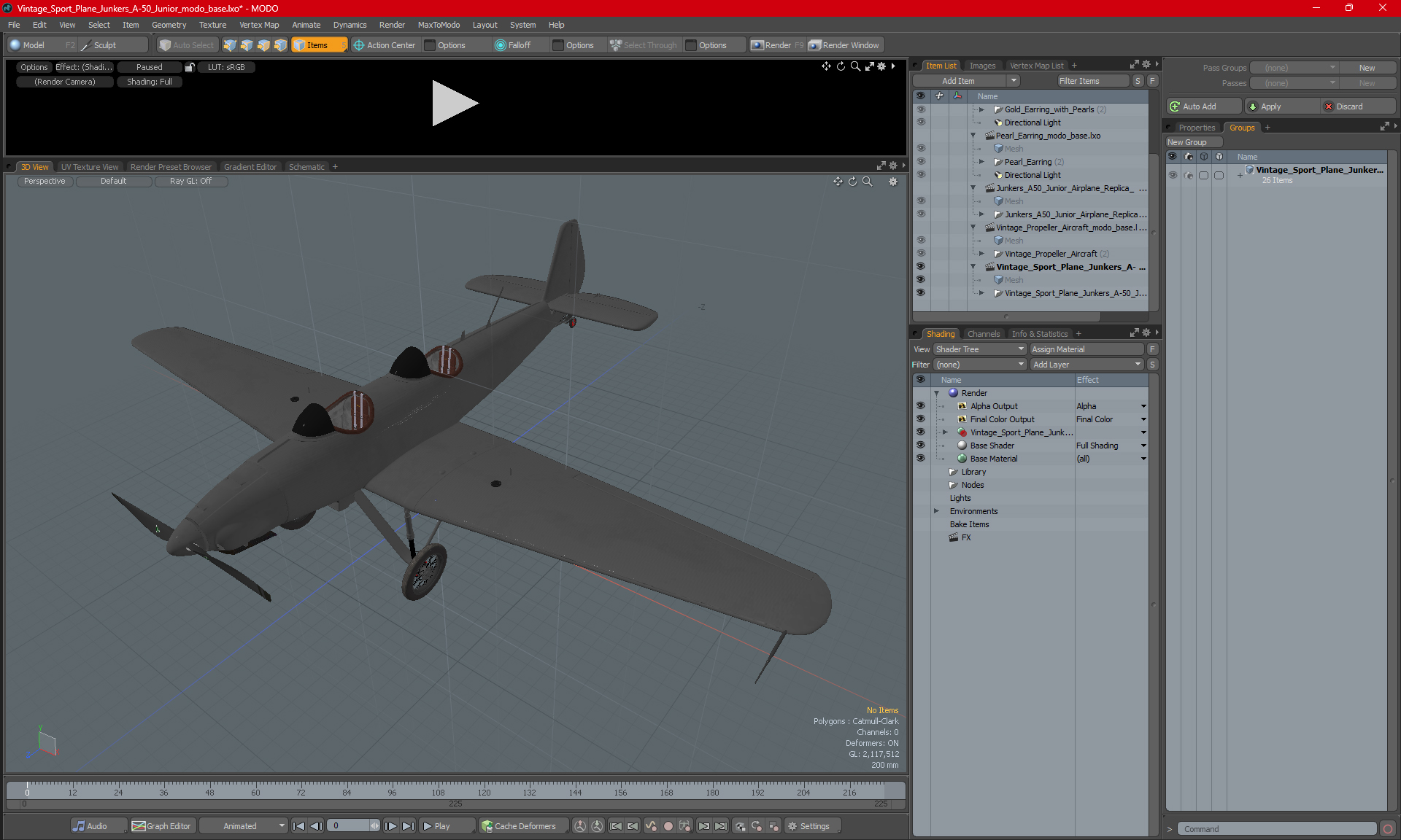 Vintage Sport Plane Junkers A-50 Junior 3D model