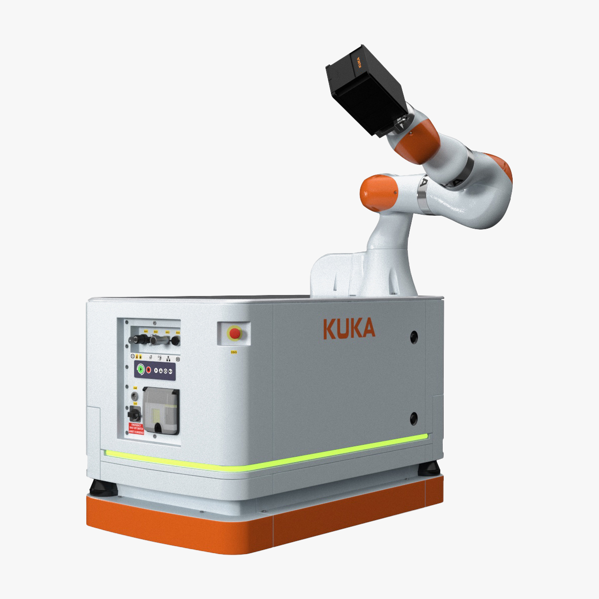 Mobile Robot KUKA KMR Iiwa with Special Box Rigged for Maya 3D model