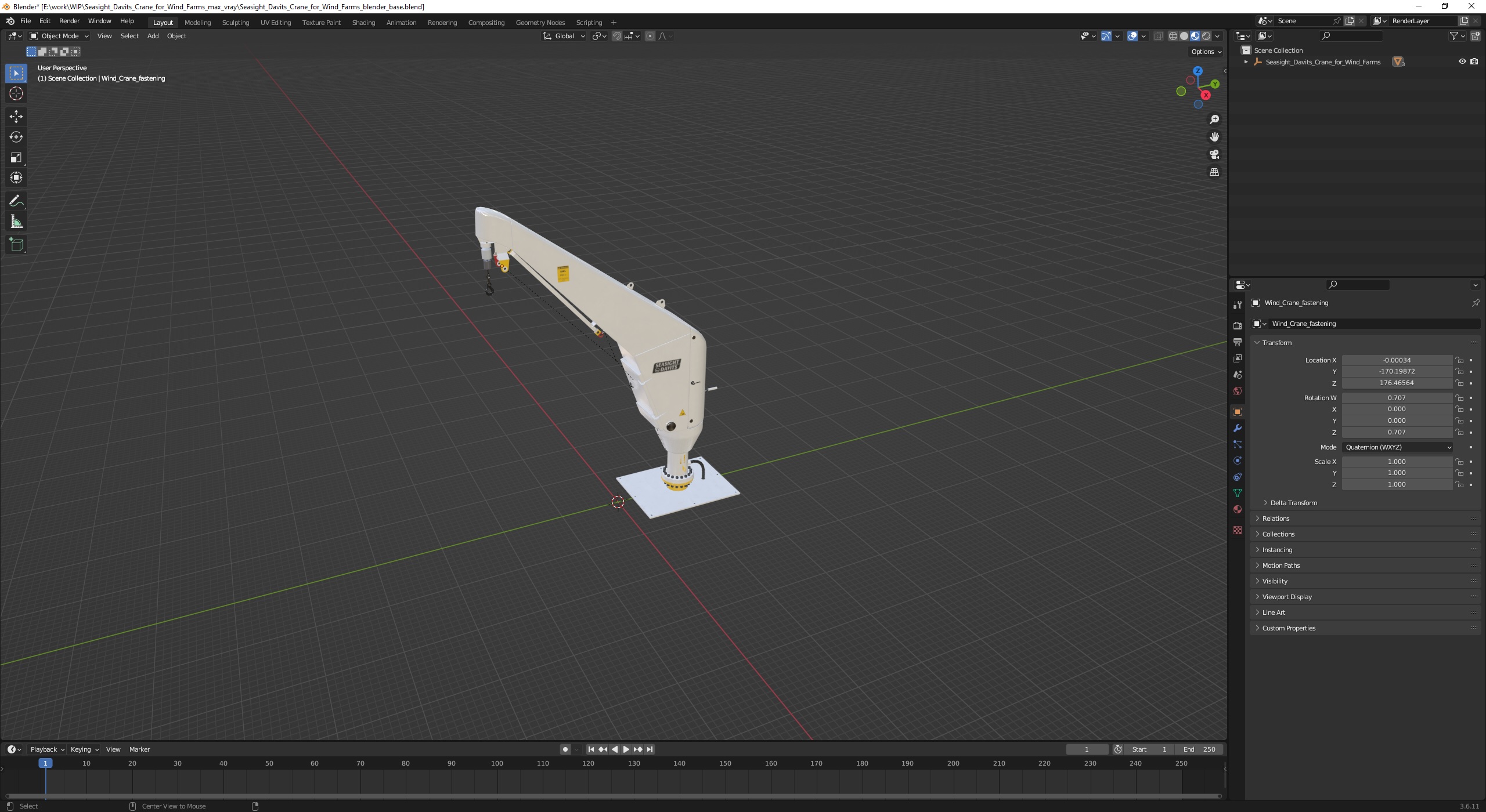 3D Seasight Davits Crane for Wind Farms