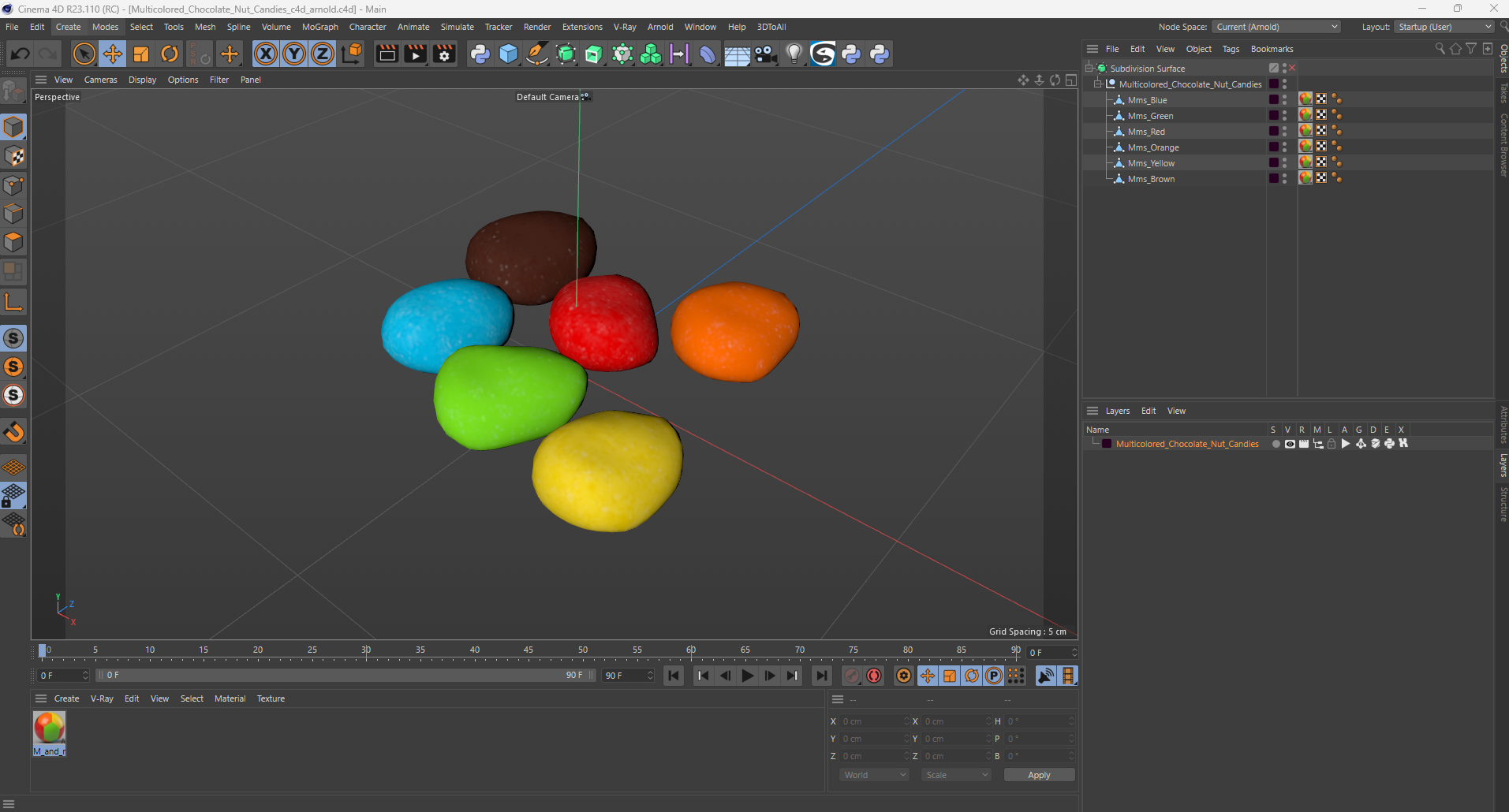 Multicolored Chocolate Nut Candies 3D model