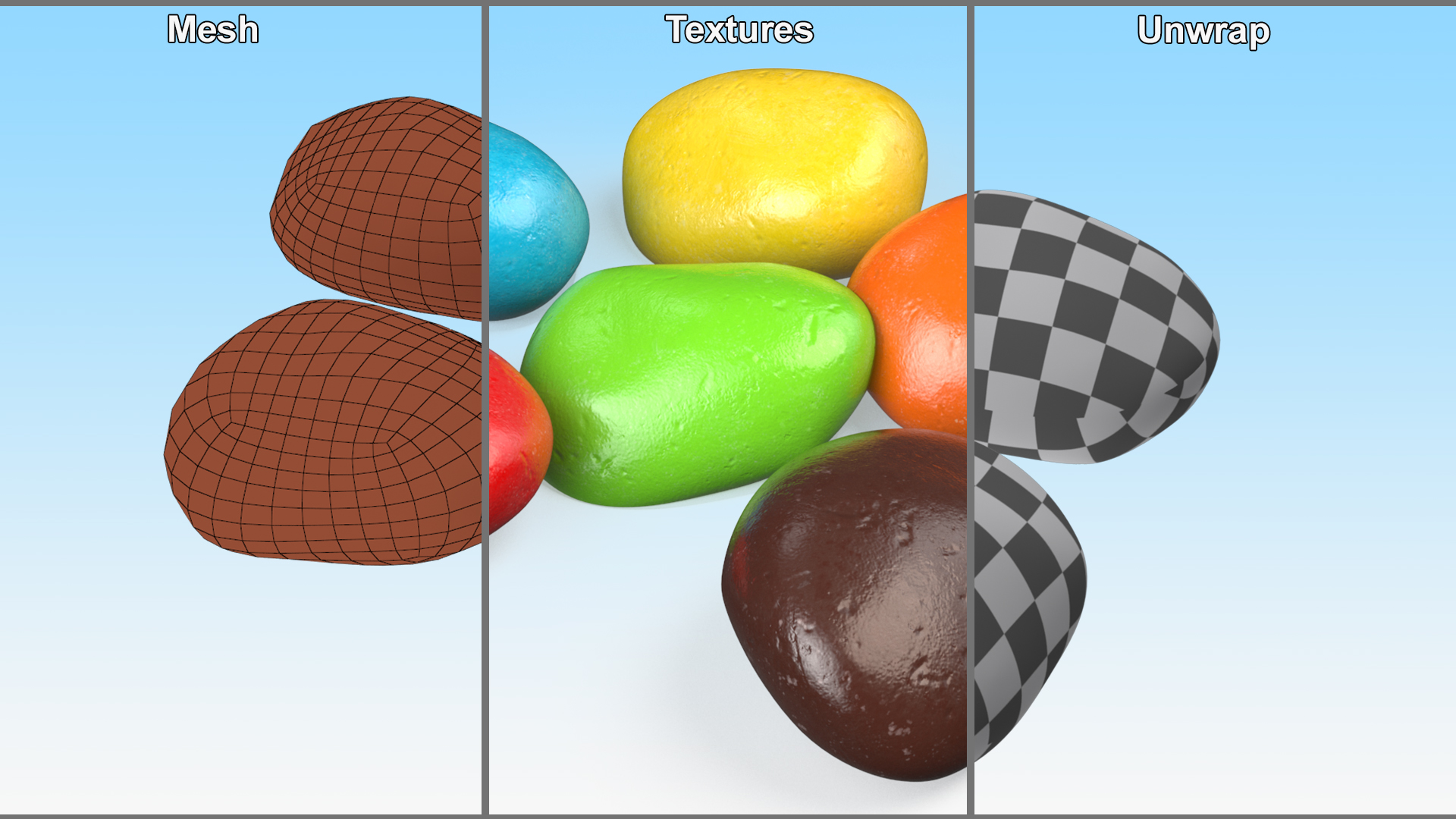 Multicolored Chocolate Nut Candies 3D model