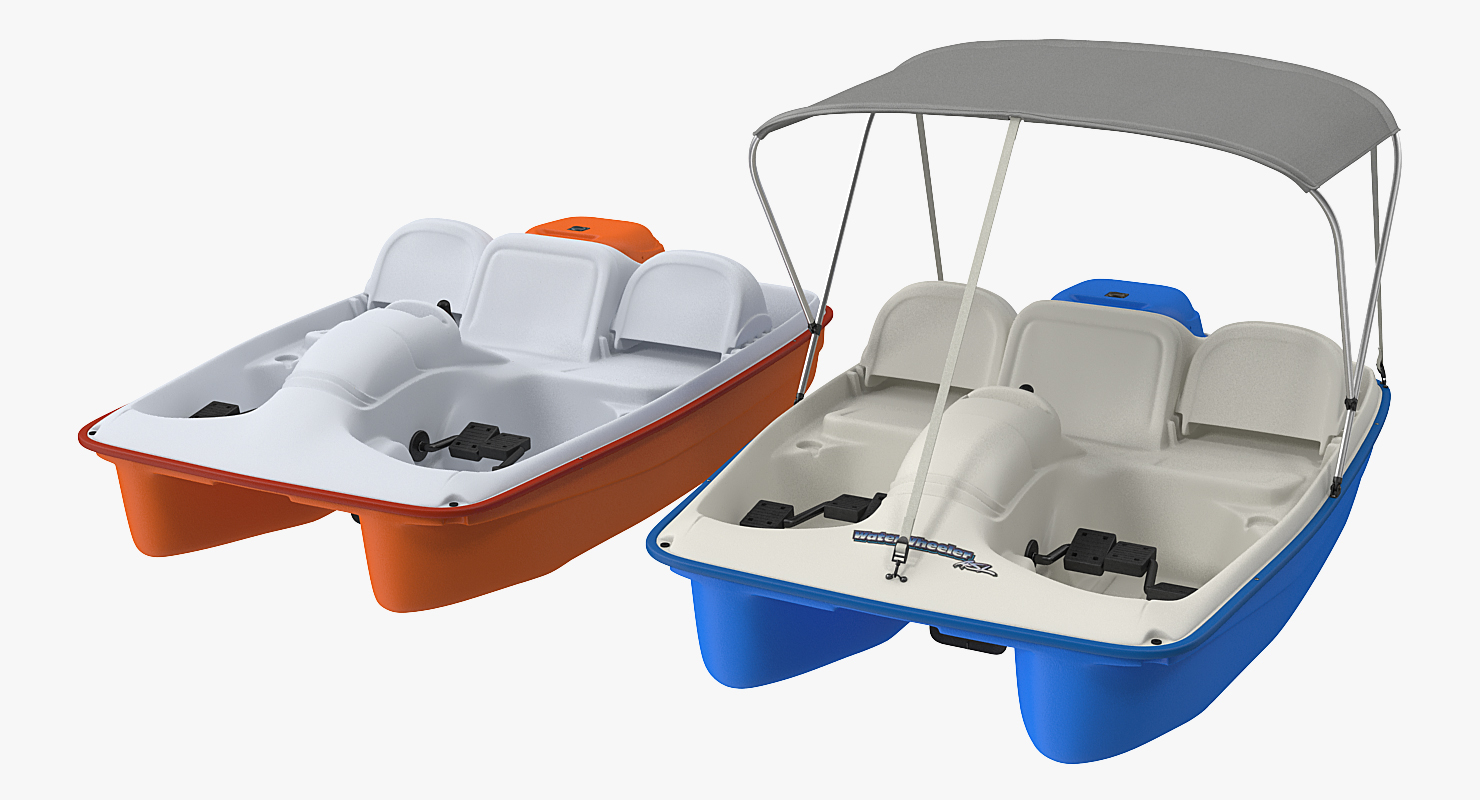 3D model Pontoon Wharf with Pedal Boats