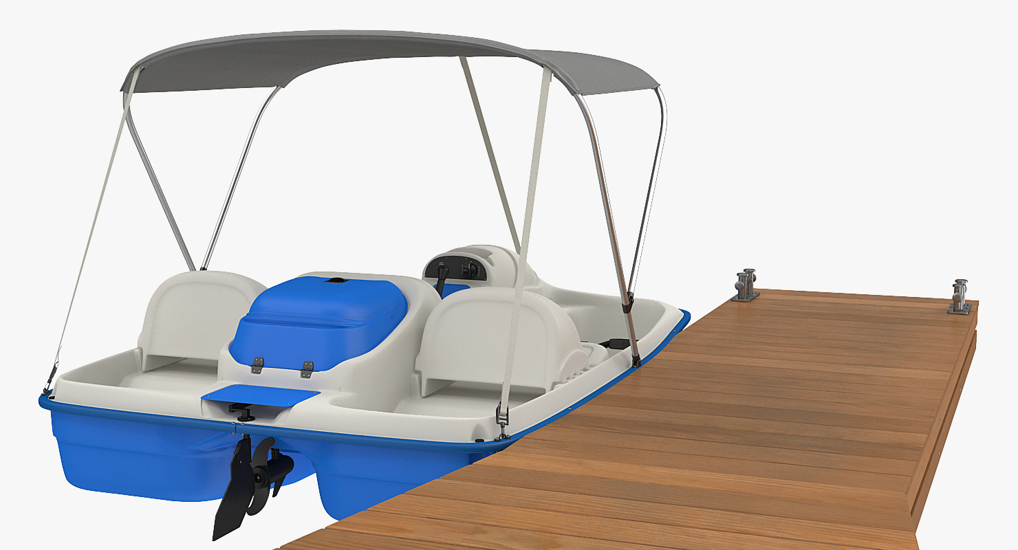 3D model Pontoon Wharf with Pedal Boats