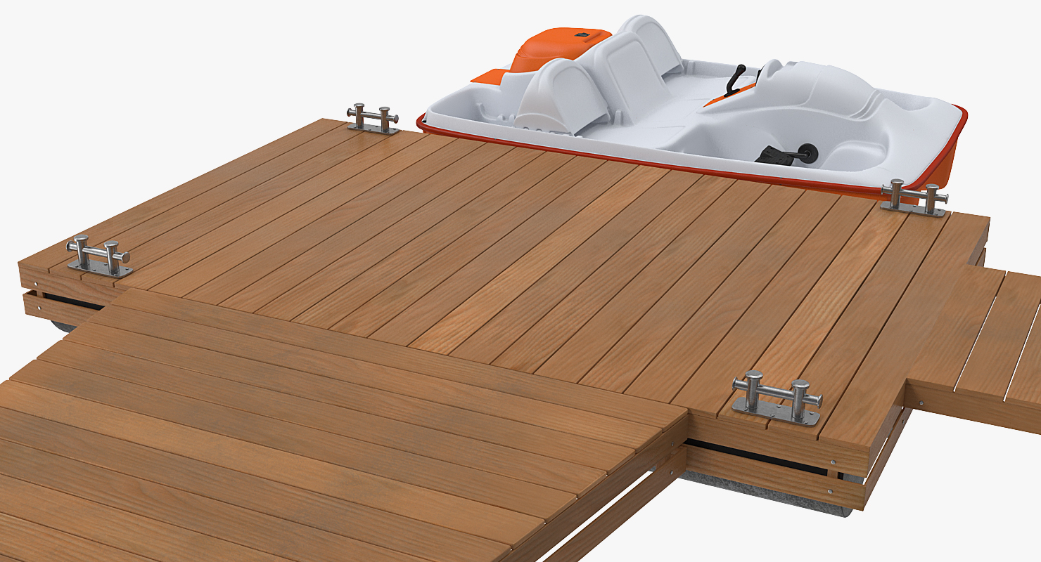 3D model Pontoon Wharf with Pedal Boats