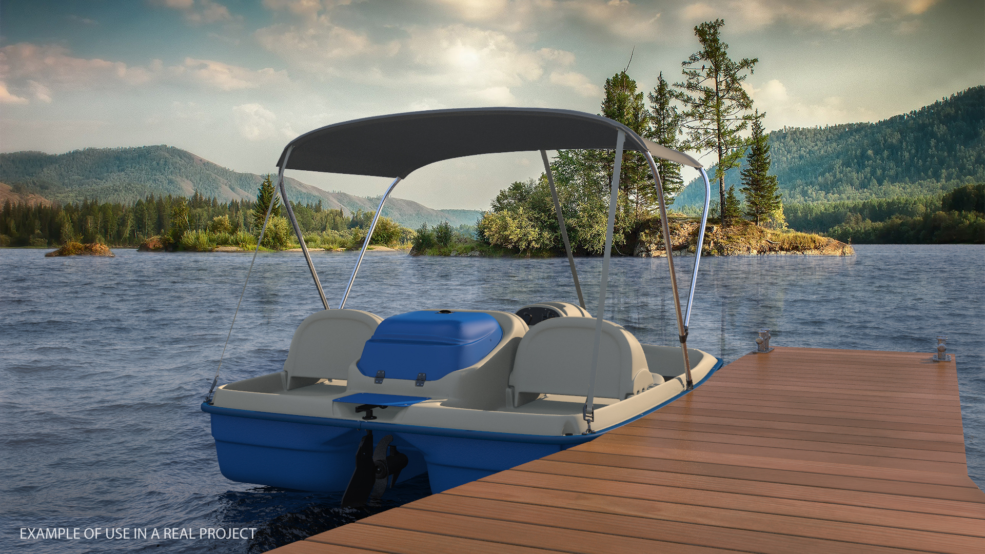 3D model Pontoon Wharf with Pedal Boats