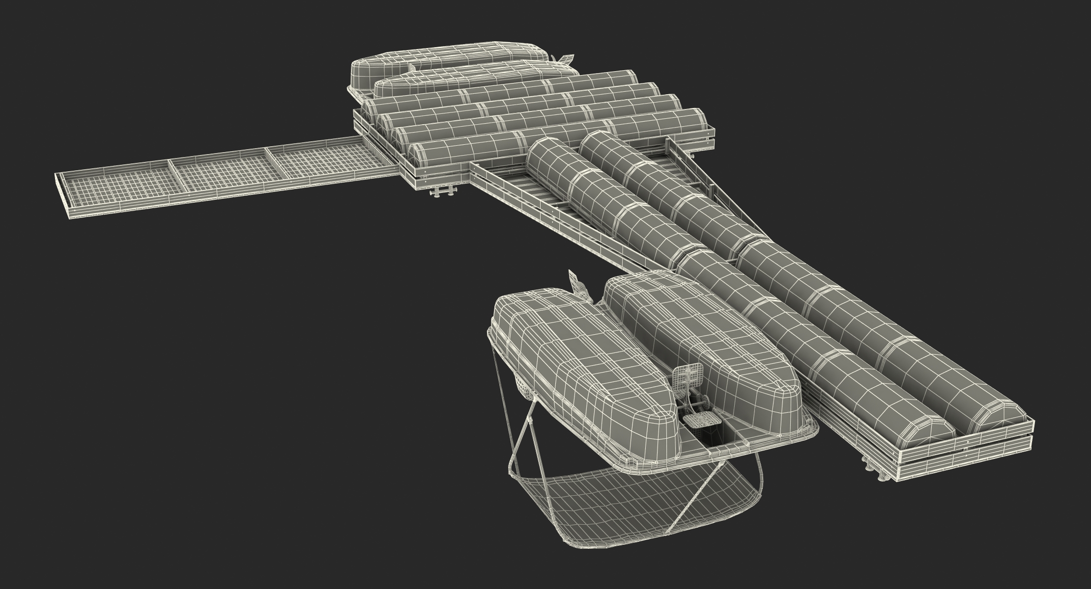 3D model Pontoon Wharf with Pedal Boats
