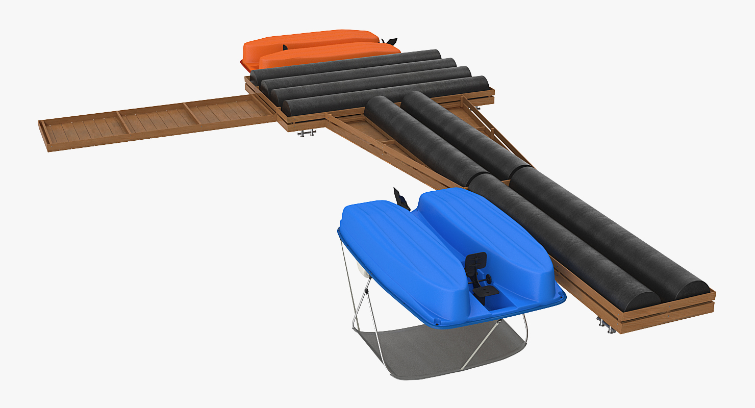 3D model Pontoon Wharf with Pedal Boats
