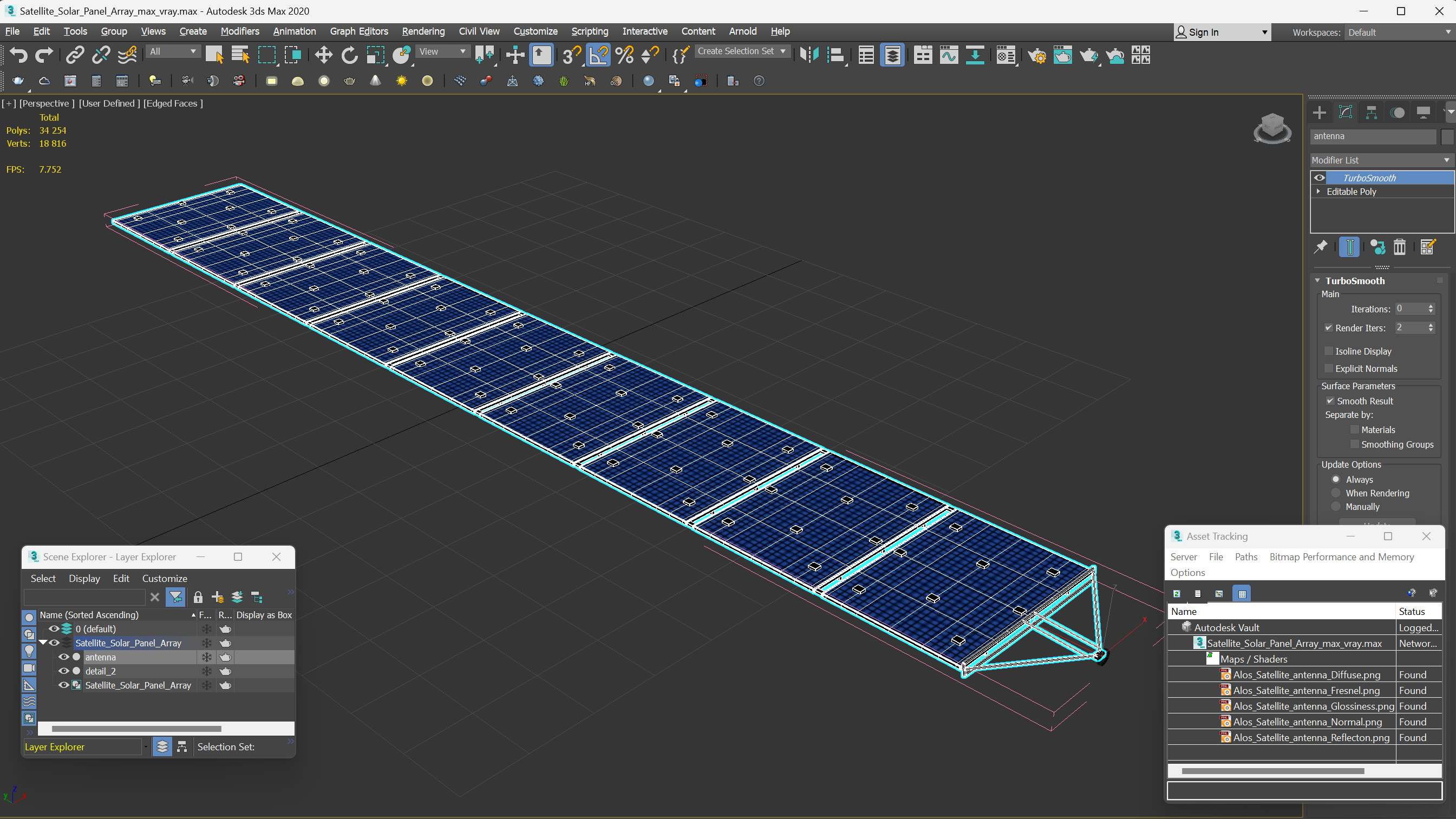 Satellite Solar Panel Array 3D