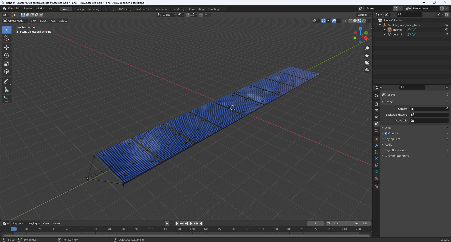 Satellite Solar Panel Array 3D