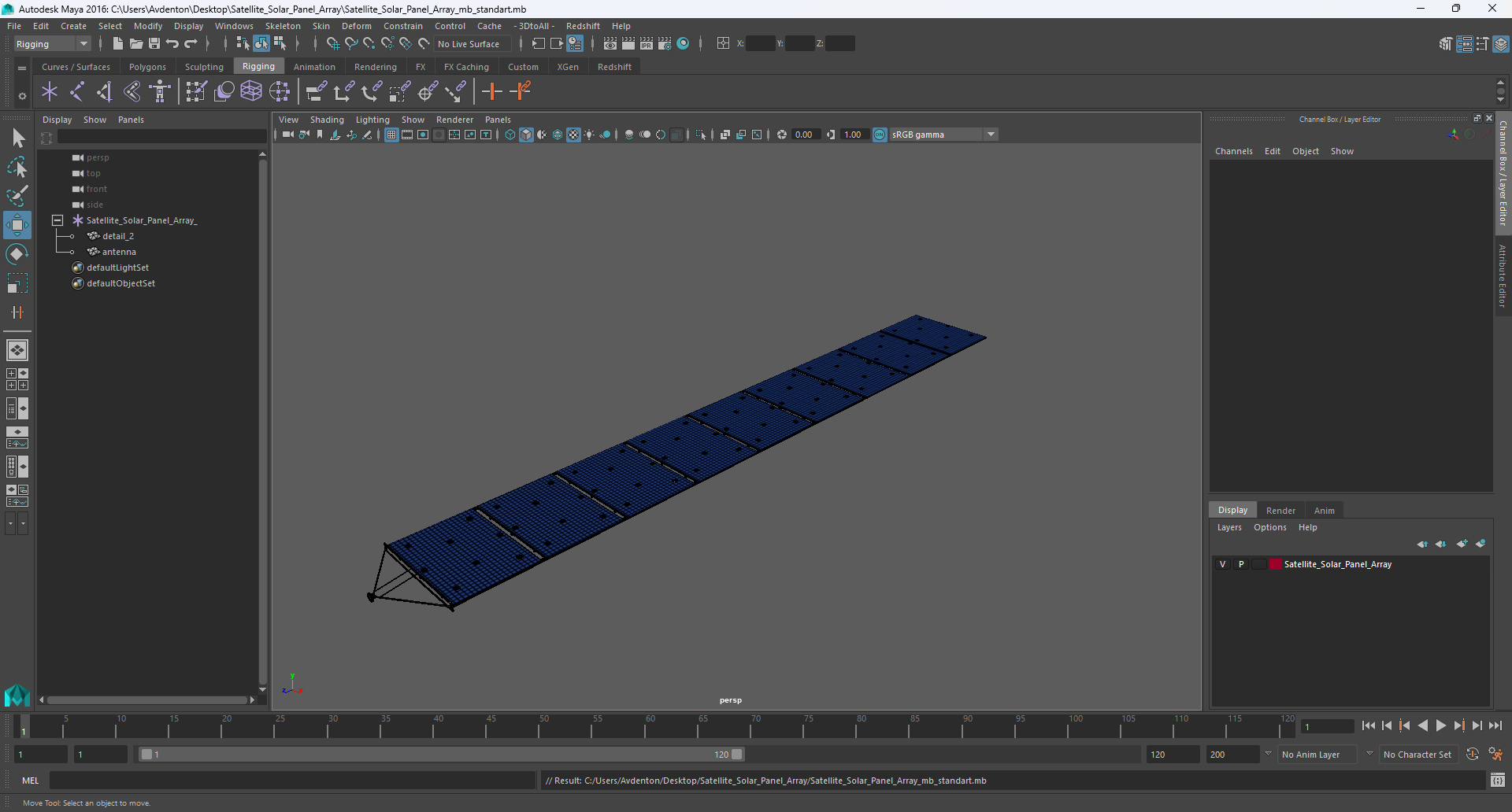 Satellite Solar Panel Array 3D