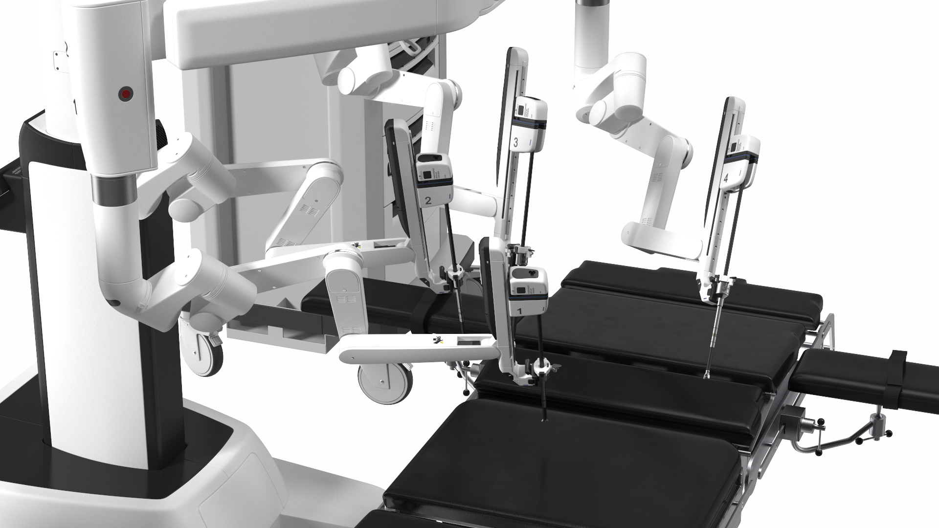 Full Da Vinci Surgical System Rigged with Operating Table 3D