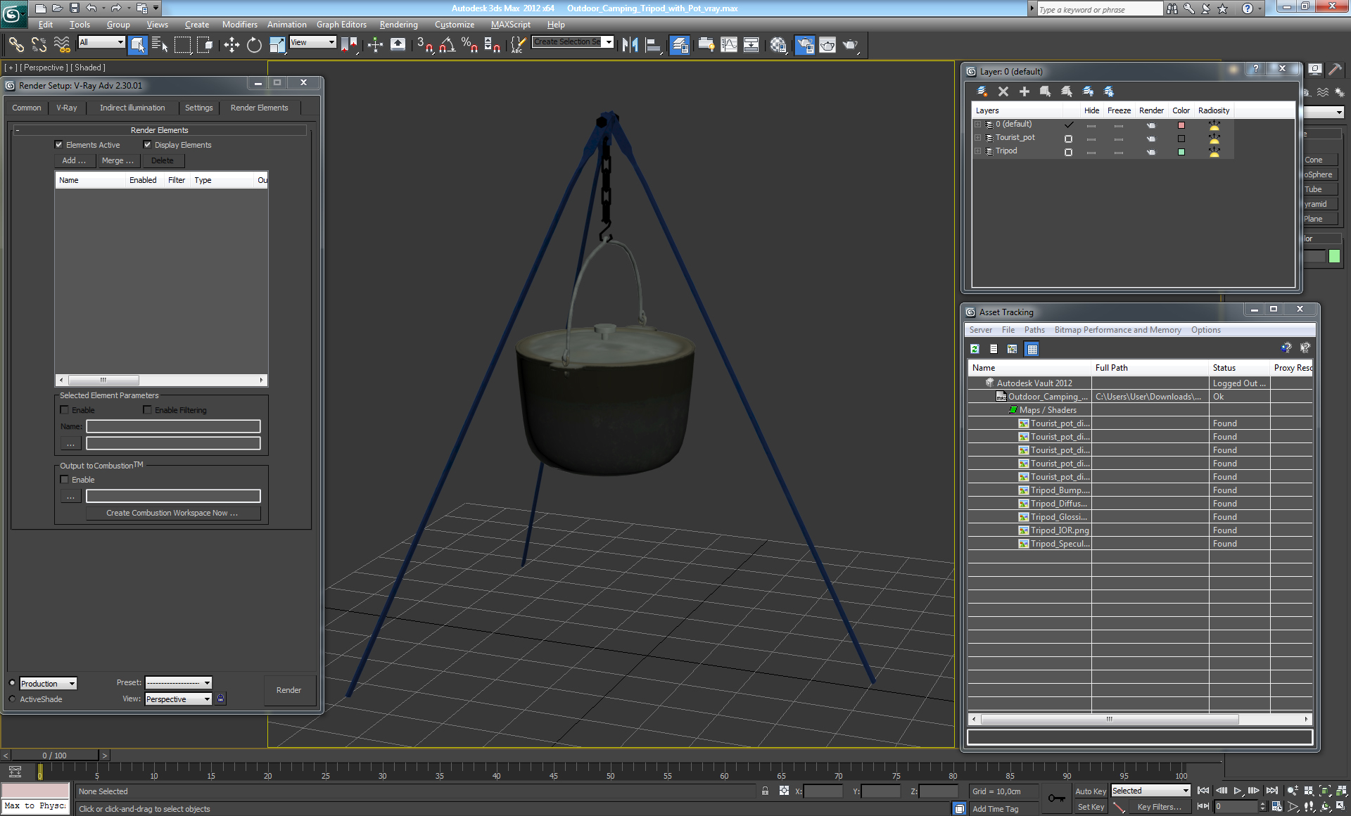 3D Outdoor Camping Tripod with Pot
