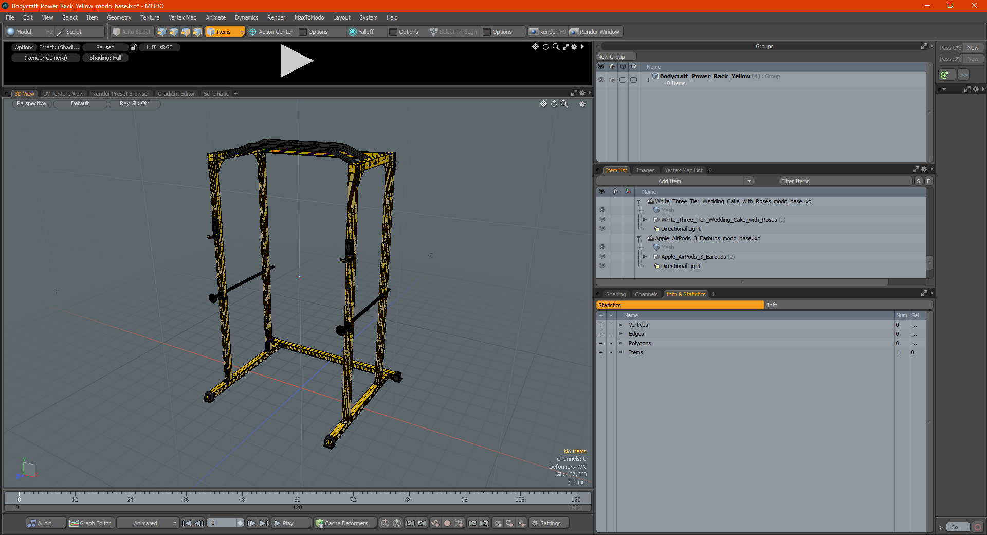 Bodycraft Power Rack Yellow 3D