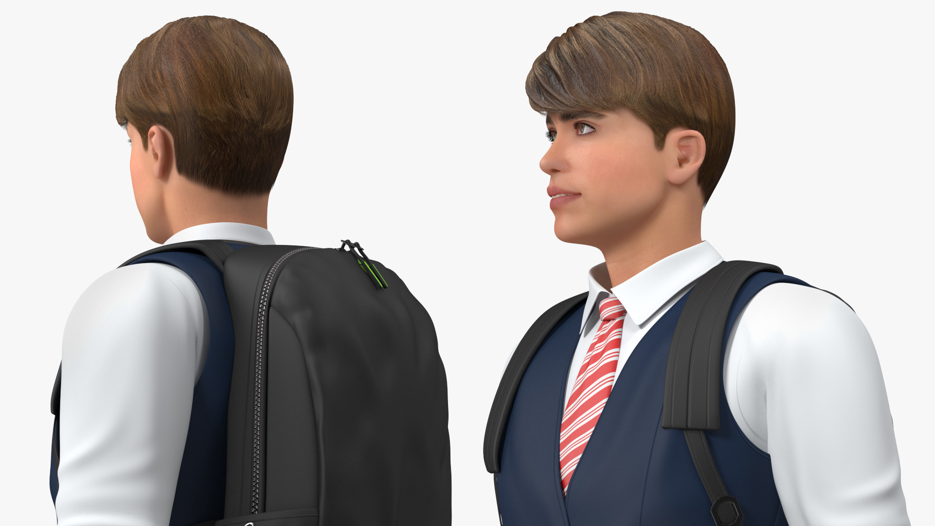 3D model Teenage Boy School Clothes Standing Pose