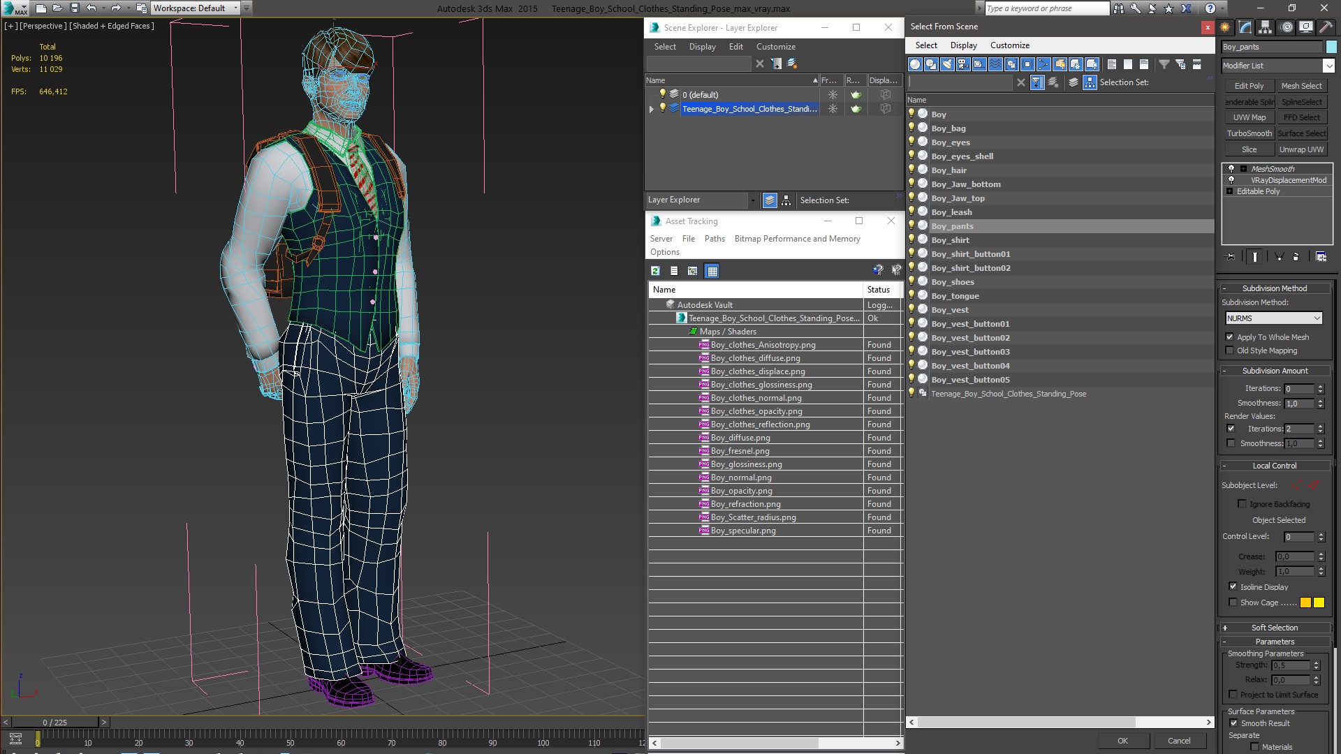 3D model Teenage Boy School Clothes Standing Pose