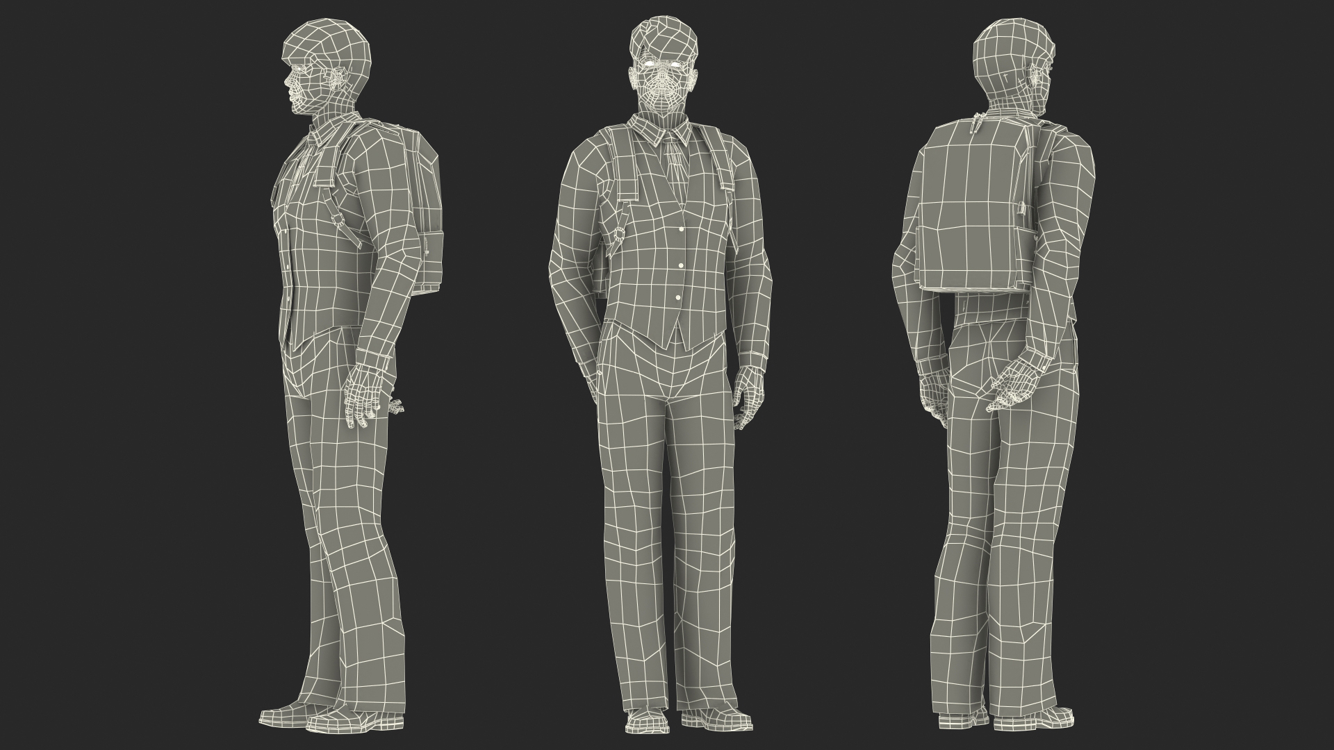 3D model Teenage Boy School Clothes Standing Pose