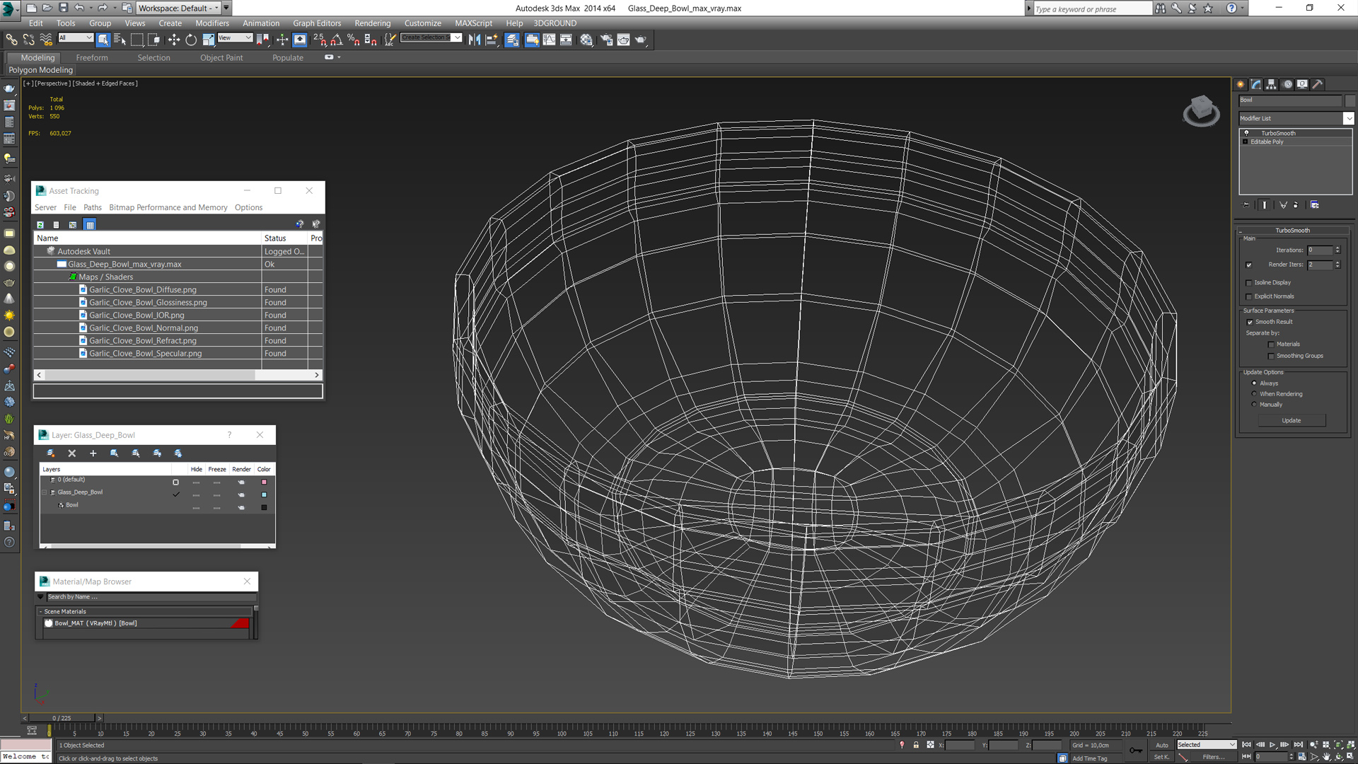 3D model Glass Deep Bowl