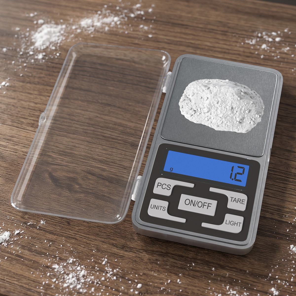 Portable Gram Scale with Cocaine