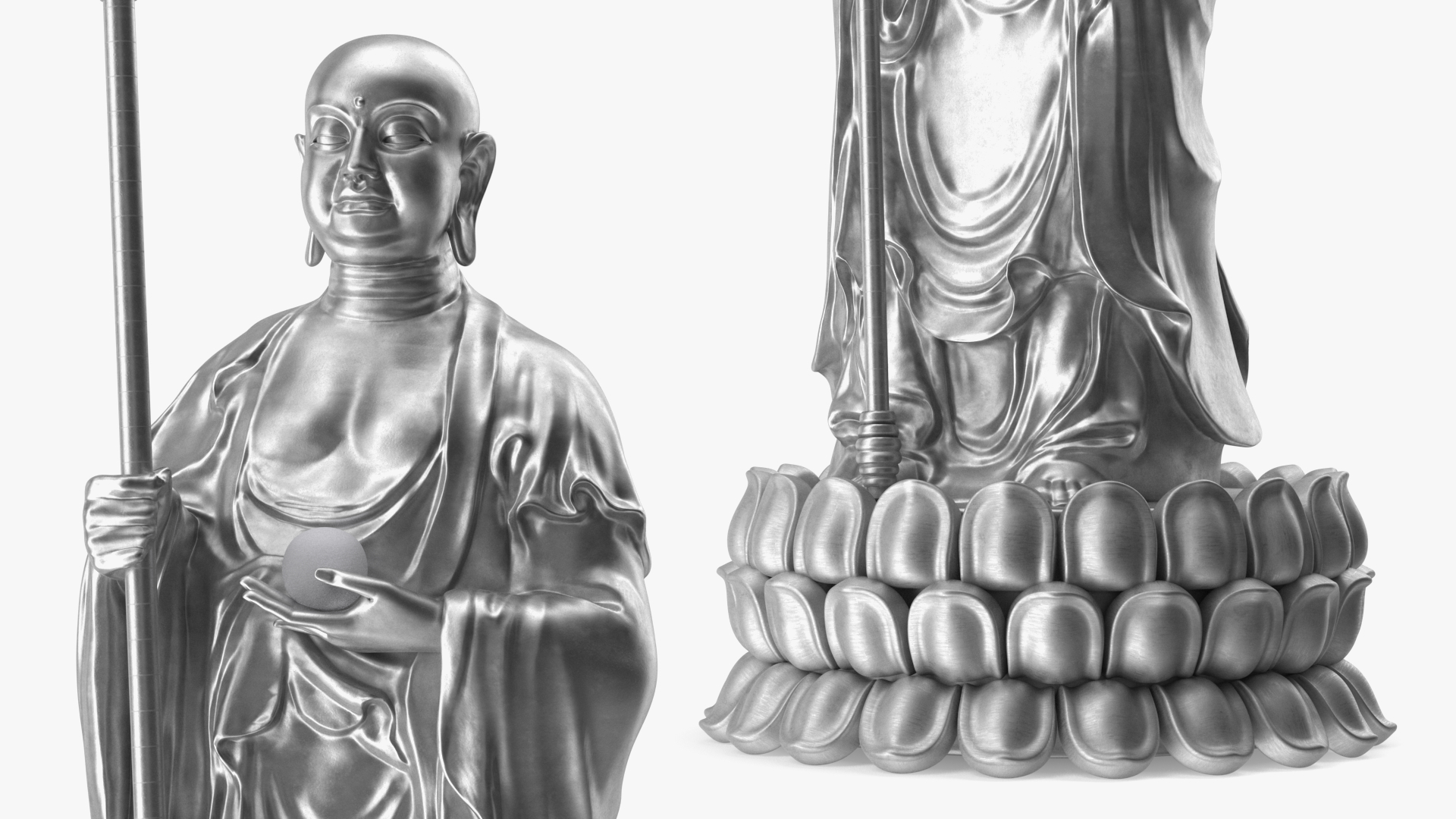 3D model Silver Dizang Buddha Sculpture