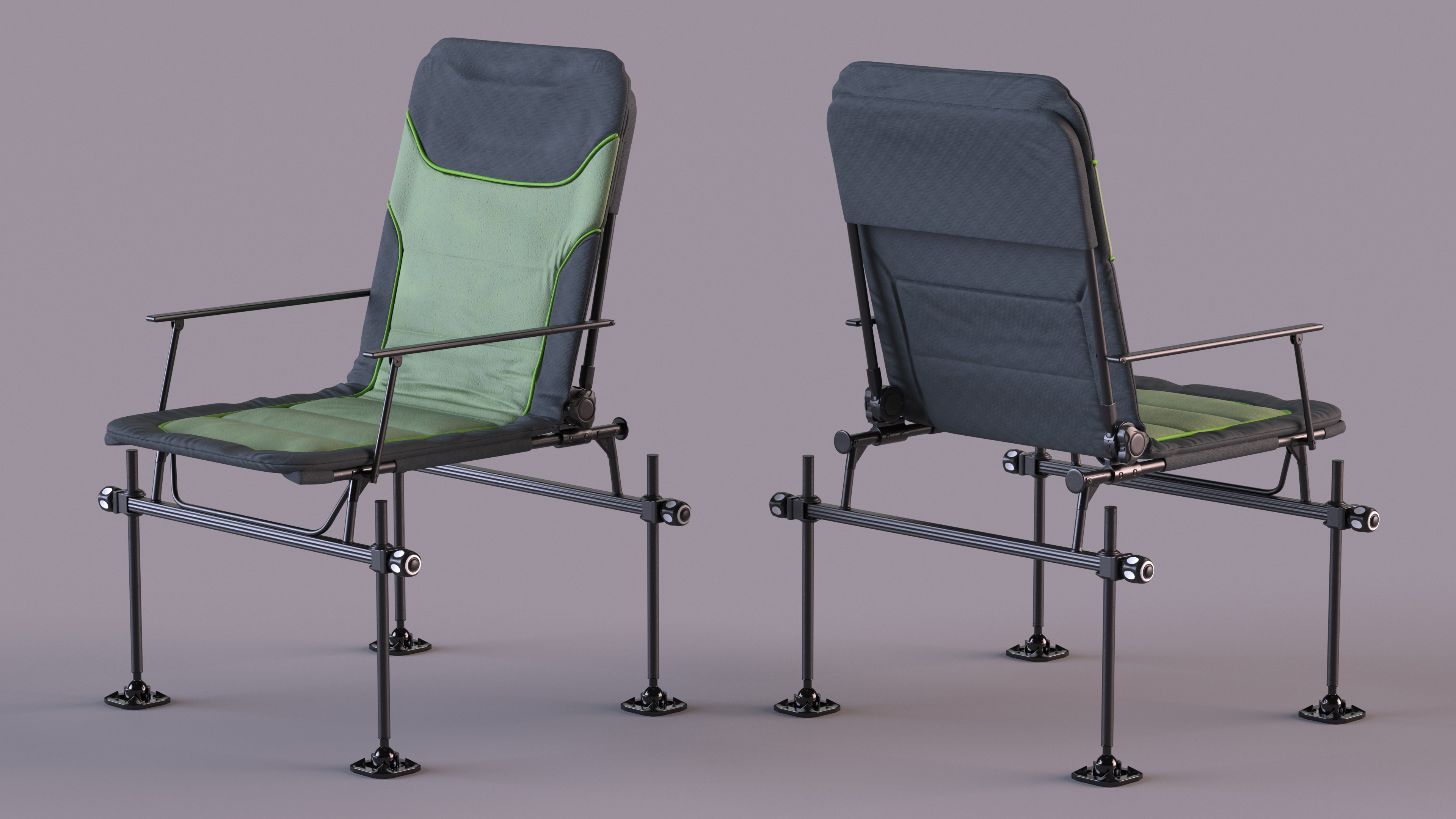 3D model Green Folding Angler Aluminum Chair