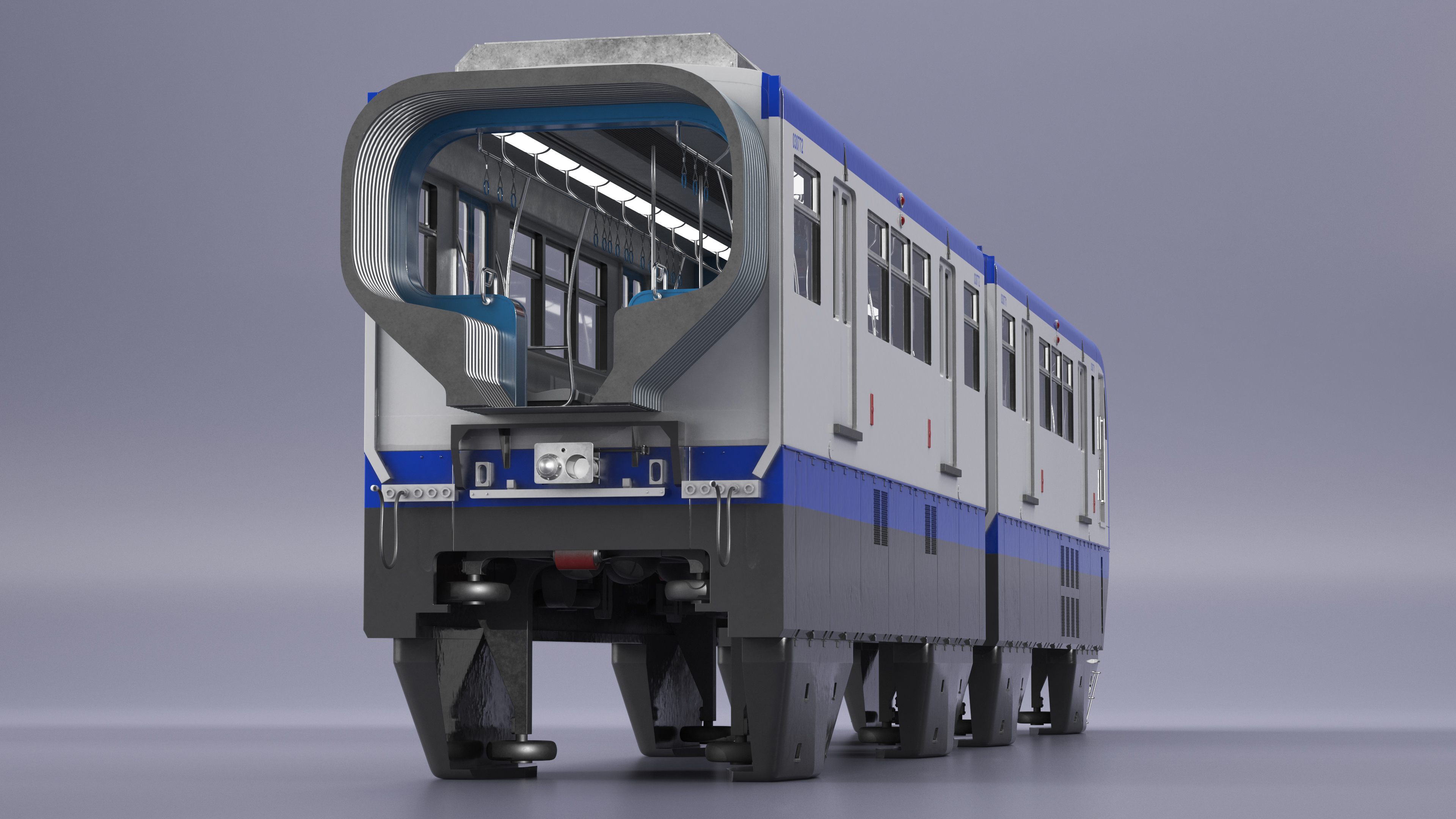 3D Chongqing Monorail Train Head and Passenger Cars model