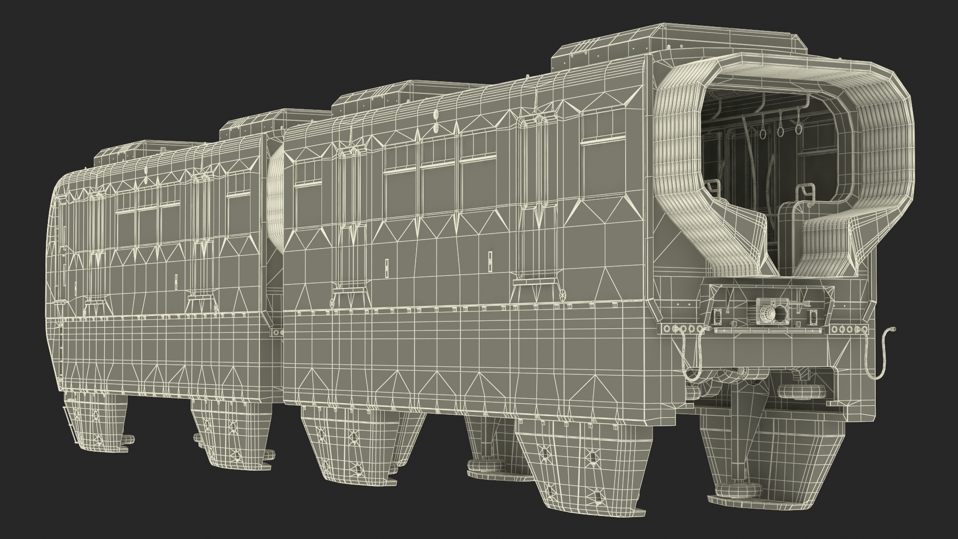 3D Chongqing Monorail Train Head and Passenger Cars model