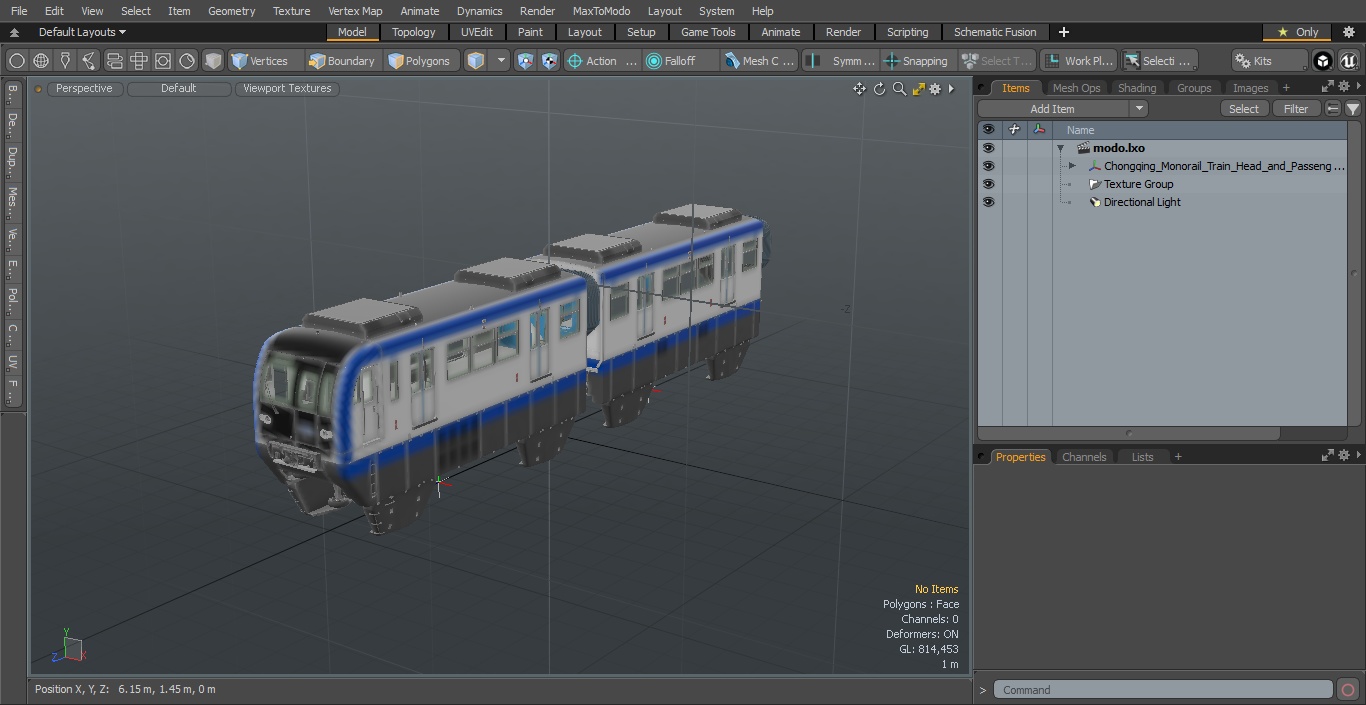 3D Chongqing Monorail Train Head and Passenger Cars model