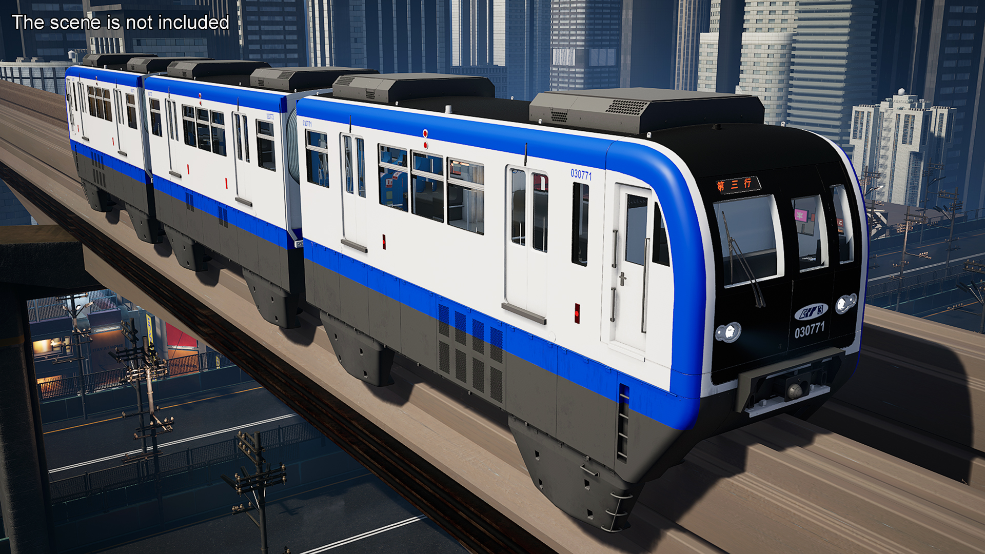 3D Chongqing Monorail Train Head and Passenger Cars model